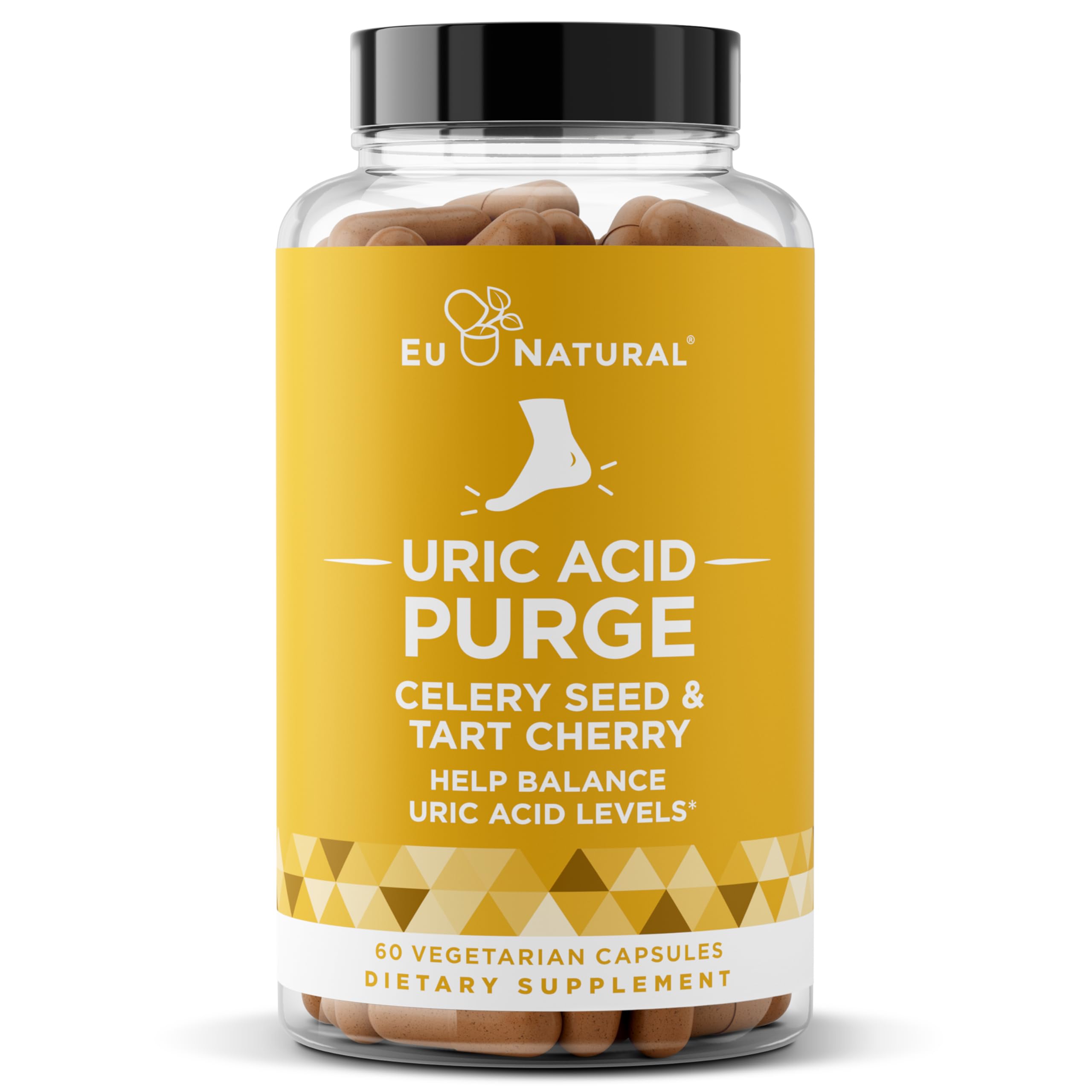 Purge! Uric Acid Flush – Eat & Drink What You Want – Detox and Cleanse with Celery Seed Extract, Tart Cherry & Chanca Piedra for Effective Joint Support & Active Mobility – 60 Soft Vegan Capsules