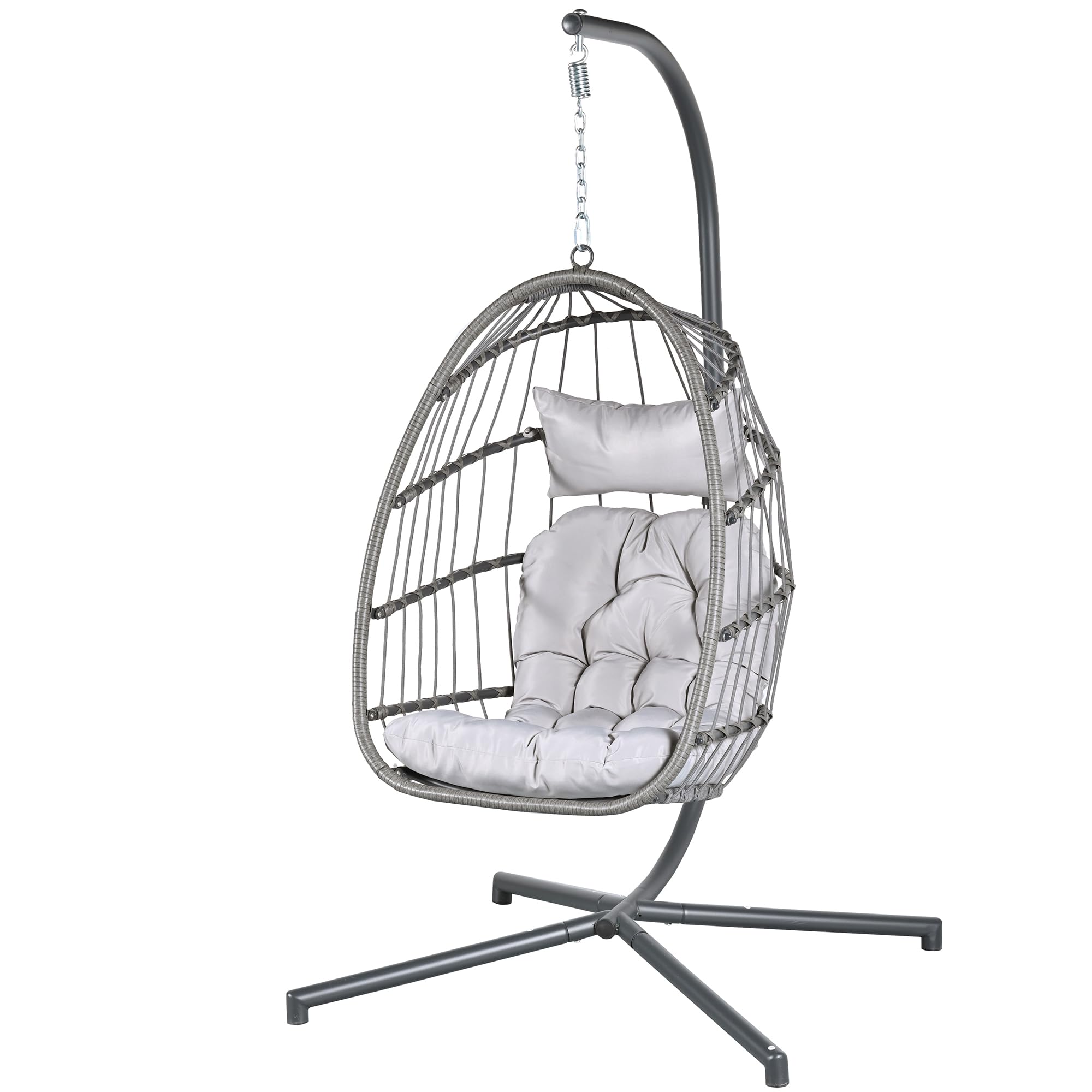 Econohome Hanging Egg Chair with Stand - Indoor/Outdoor Swing Hammock Chair with Plush, Washable Cushions, 350LBS Capacity, Ideal for Relaxation in Bedrooms, Balconies, Gardens, and Patios