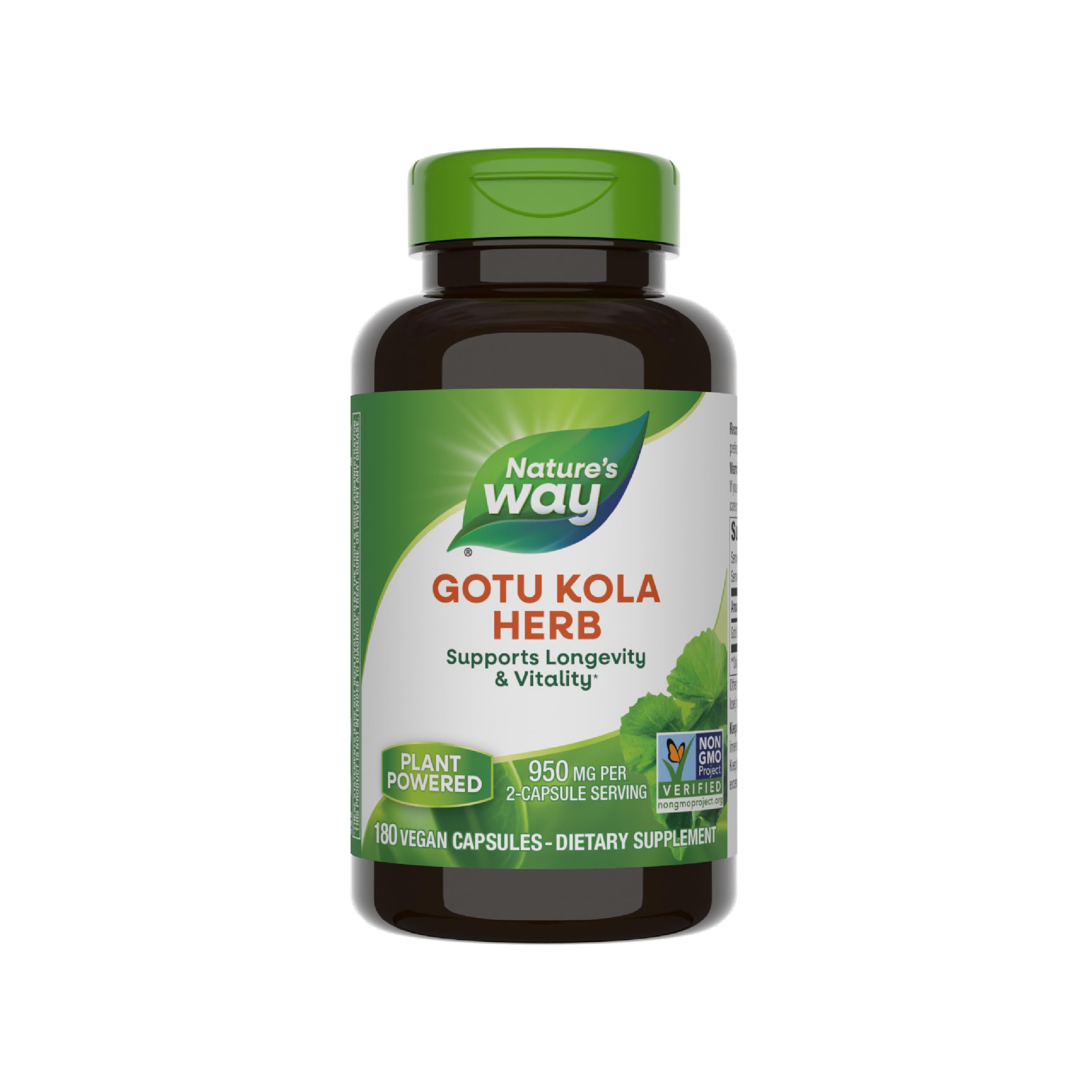 Nature's Way Gotu Kola Her 180 Vegan Capsules - Herbal supplement for longevity and vitality.