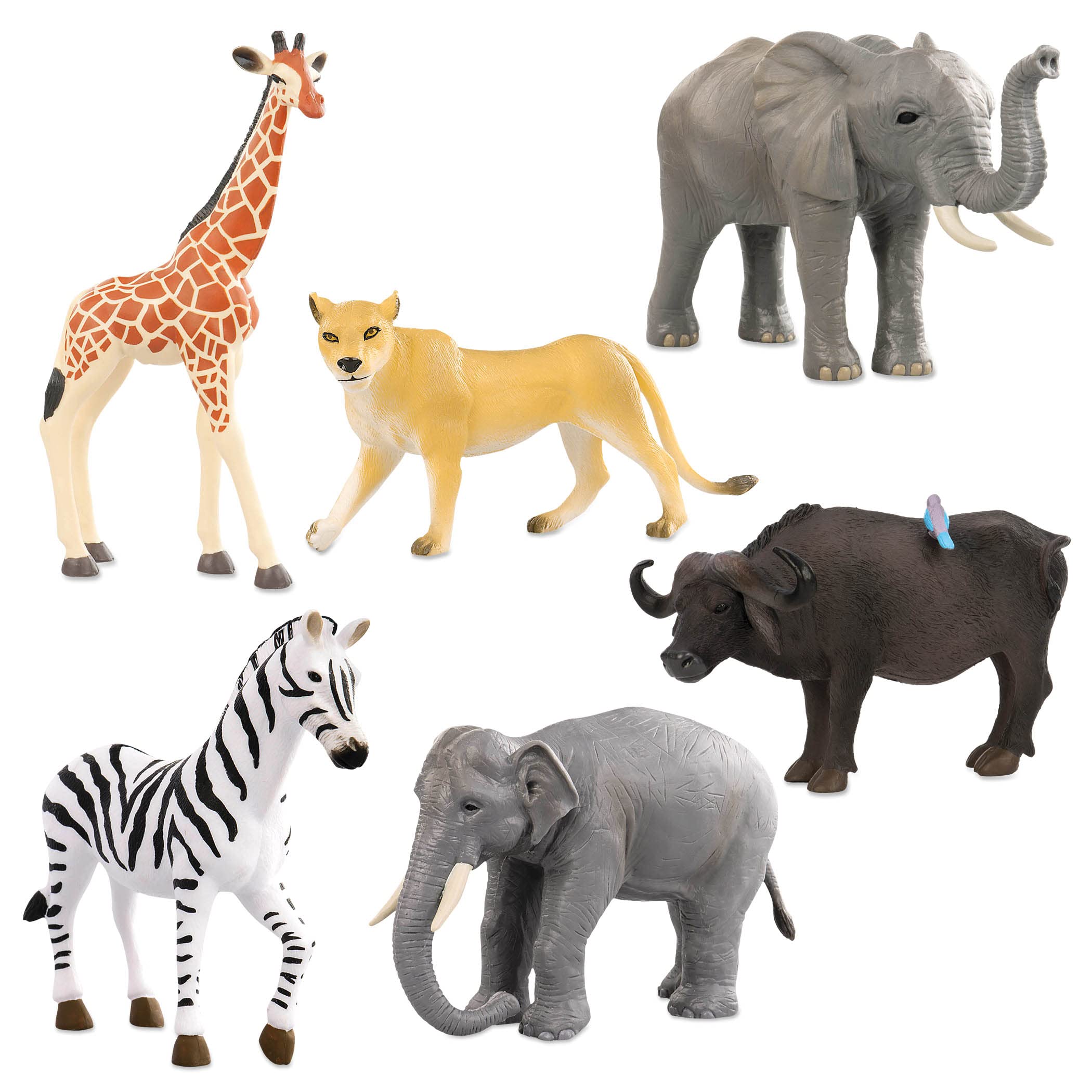 Terra by Battat – 6Pcs 4-5" Wild Life Set – Animal Figurines Include Elephants, Lioness, Zebra, Giraffe & Water Buffalo – Realistic Toy Figures for Kids 3 Years+