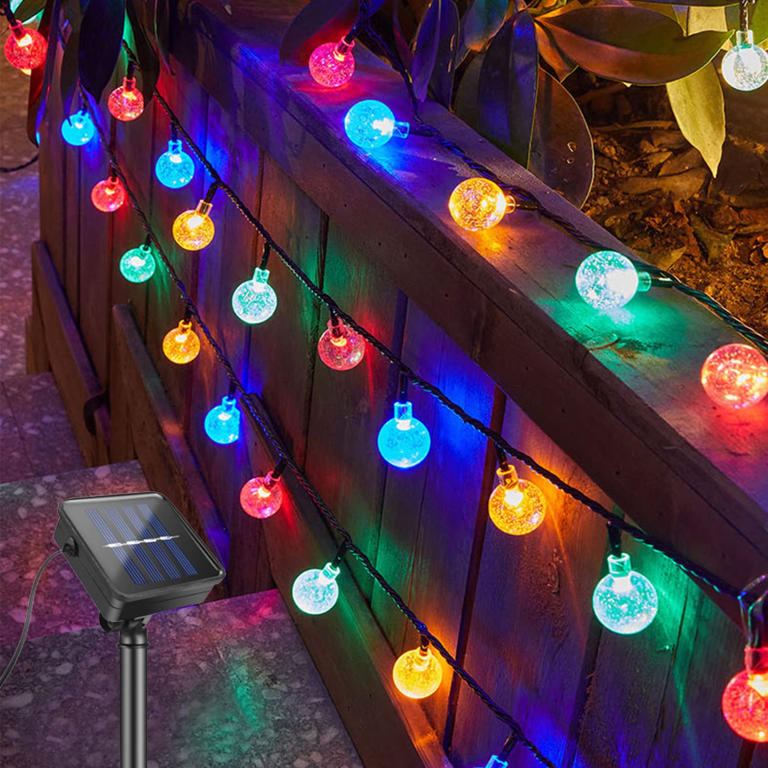 Solar String Lights Outdoor Waterproof, 50 LED Solar Fairy Lights for Garden, 8 Mode 29Ft Outdoor Garden Lights for Home Garden Yard Parties Wedding(Multi-Color/ Energy Class A+++)