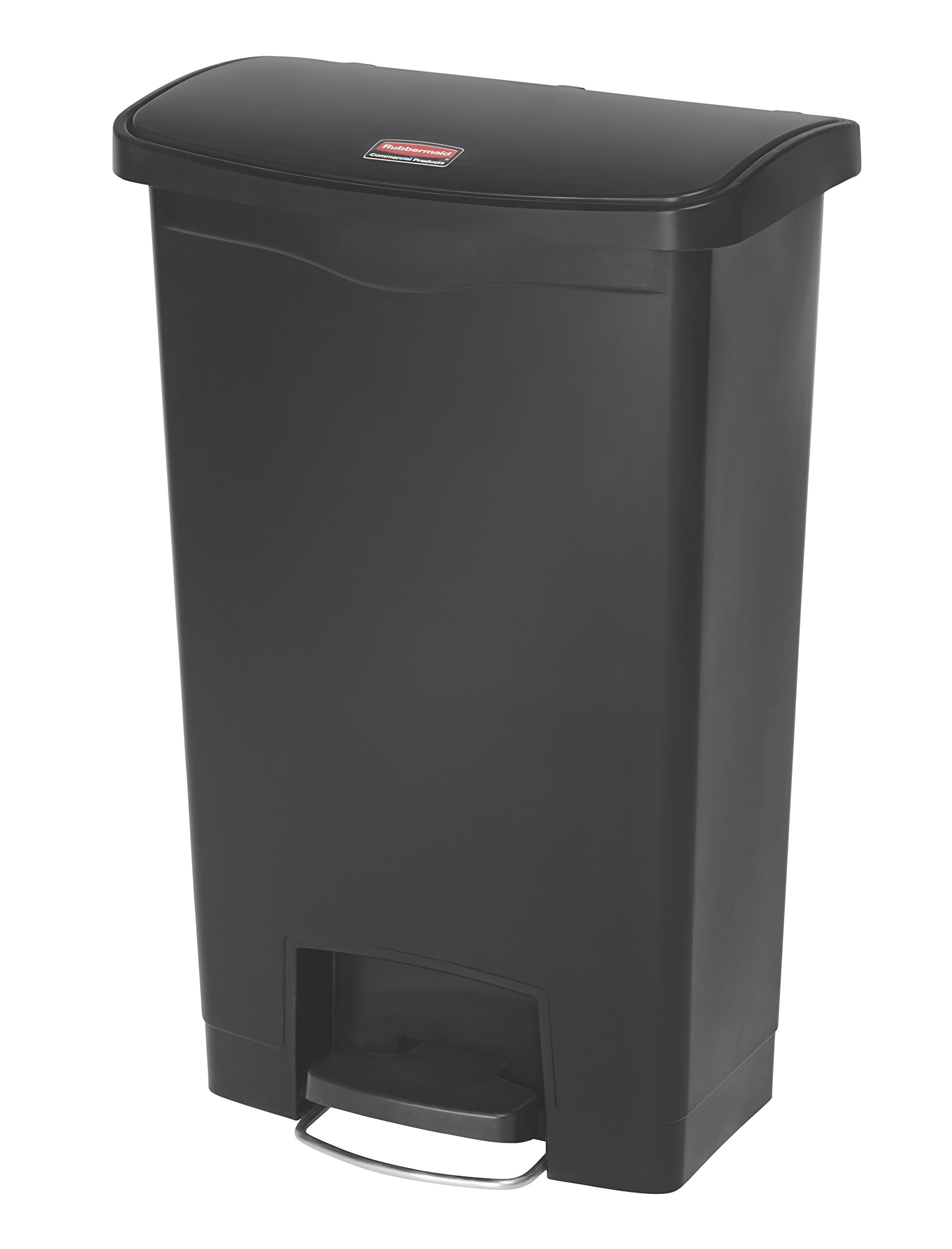 RubbermaidCommercial Products Slim Jim Step-on Resin Front Step Waste Receptacle Bin 50 Litre Black 1883611