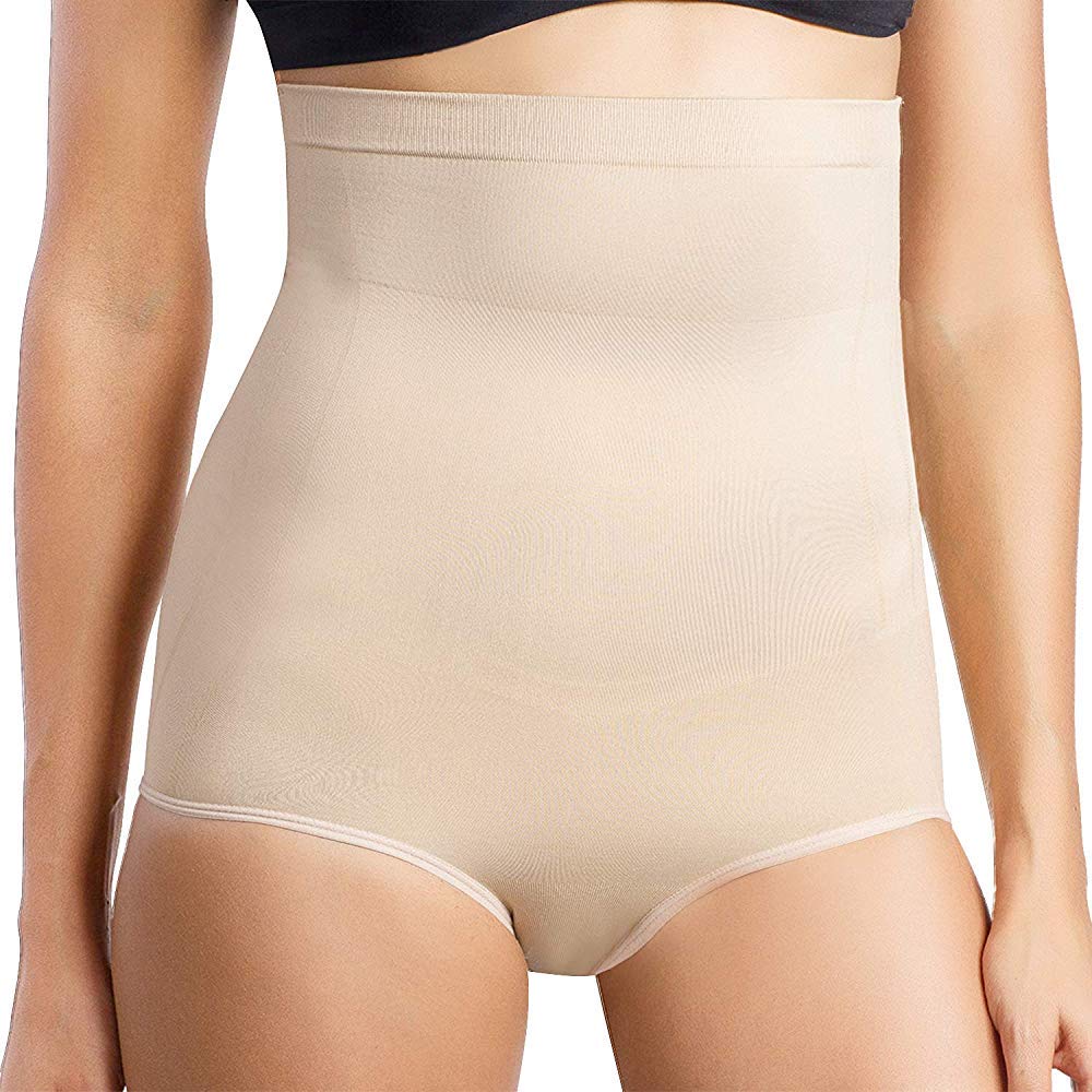 GLAMROOT Women's High Waist/Tummy Control/Tummy Tucker Body Shaper Butt Lifter Shapewear Panty,Beige