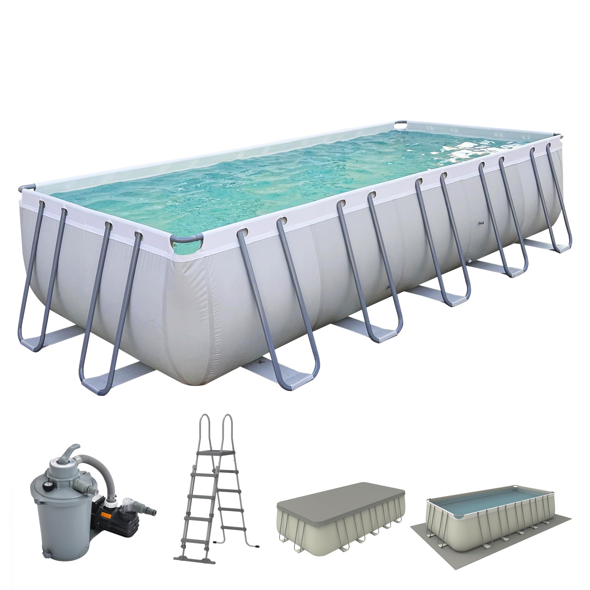 AVENLIFrame Plus Rectangular Pool Set Grey 640cmx305cmx132cm