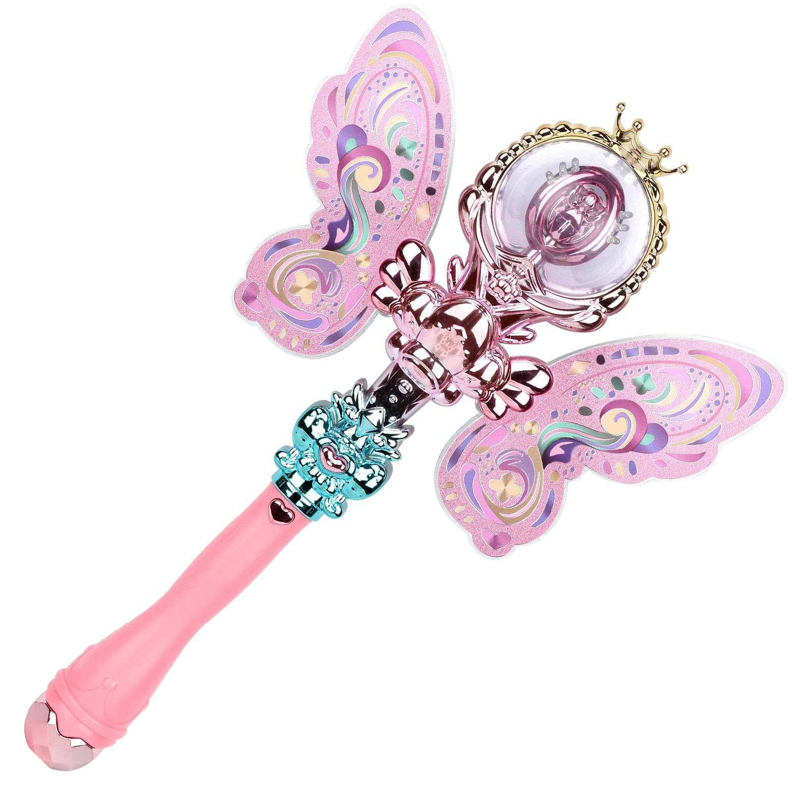 Princess Toys Girls Magic Wands: LED Light Up Flashing Fairy Wand Toy Dress Up Cool Birthday Gifts for Girl 6 7 8 9 10 11 12 Year Old Halloween Cosplay Party Favors Butterfly Kids Toy Age 8-13