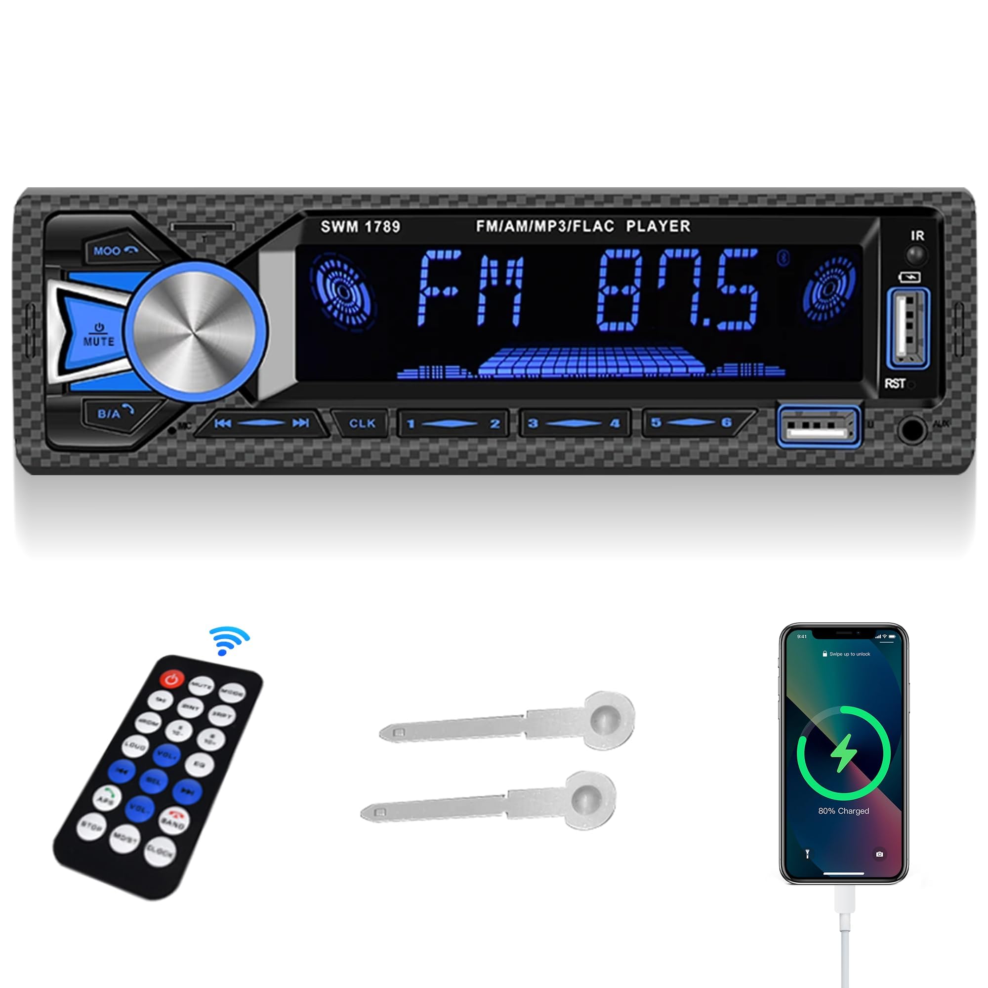 Car Radio Bluetooth Hands-free, Car Radio Car Stereo Single Din 1 DIN Digital Bluetooth, FM Audio Music Stereo Car Radio Mp3 Player USB/SD/AUX-IN, In-Dash Unit Remote Control, Remote Assist Control