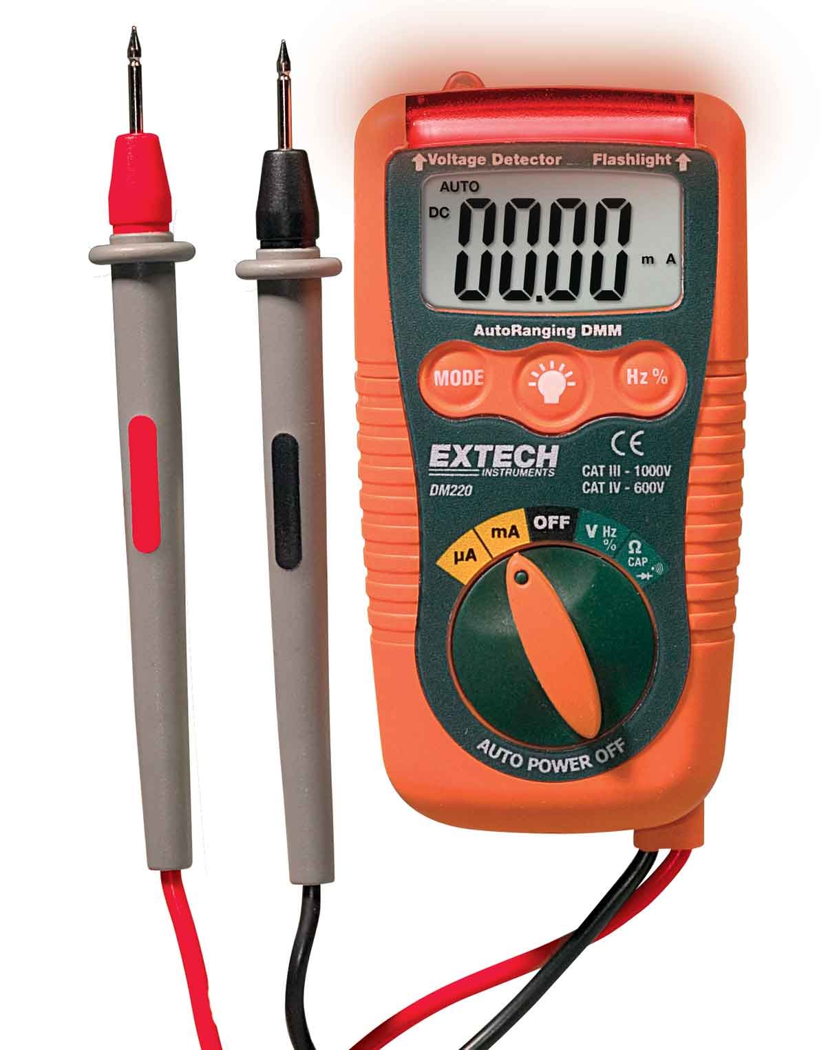 Extech DM220 CAT IV Mini Pocket MultiMeter with Non-Contact Voltage Detector