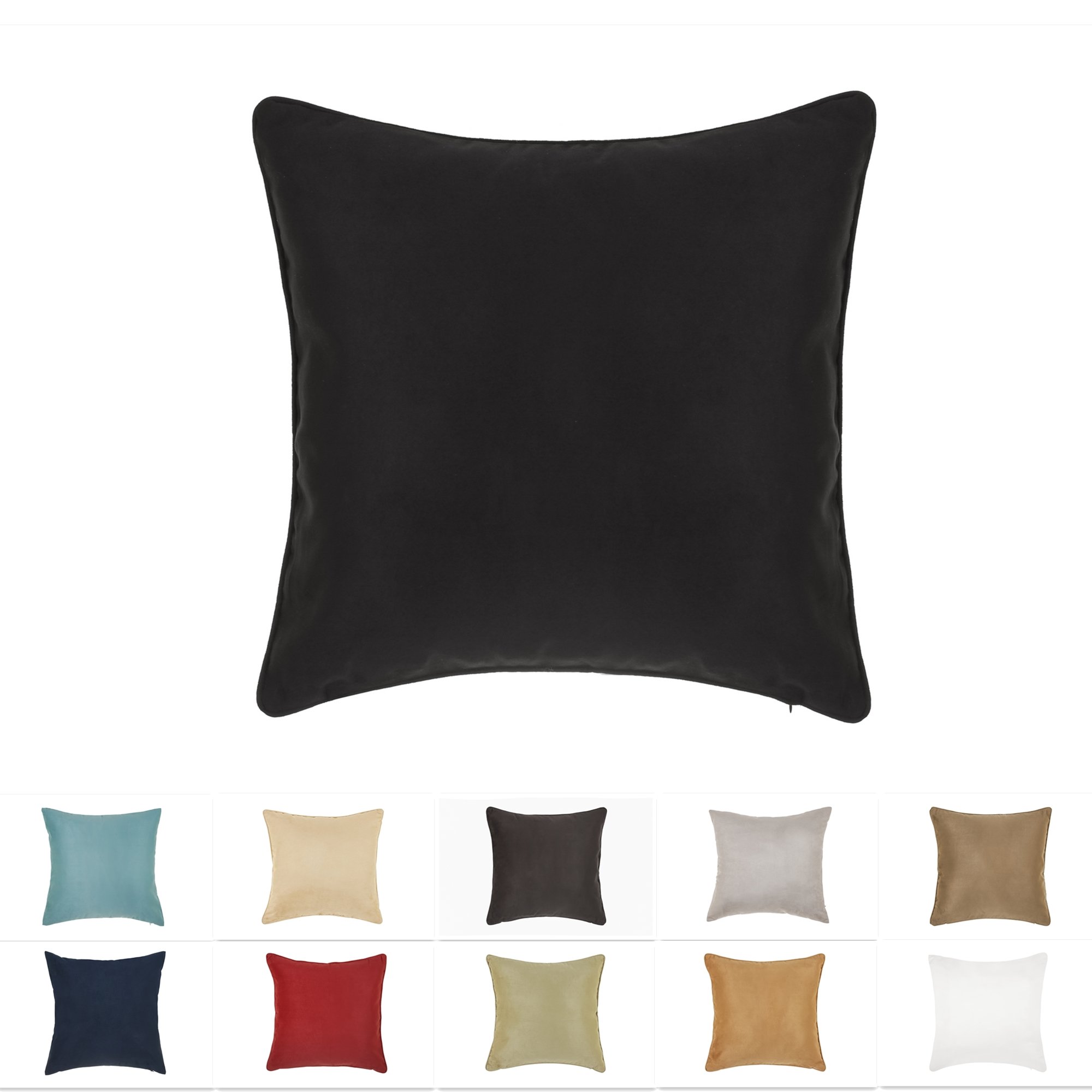 DreamHome – Lumbar Pillow Case Decorative Trim,, Faux Leather 24" x 24" Black