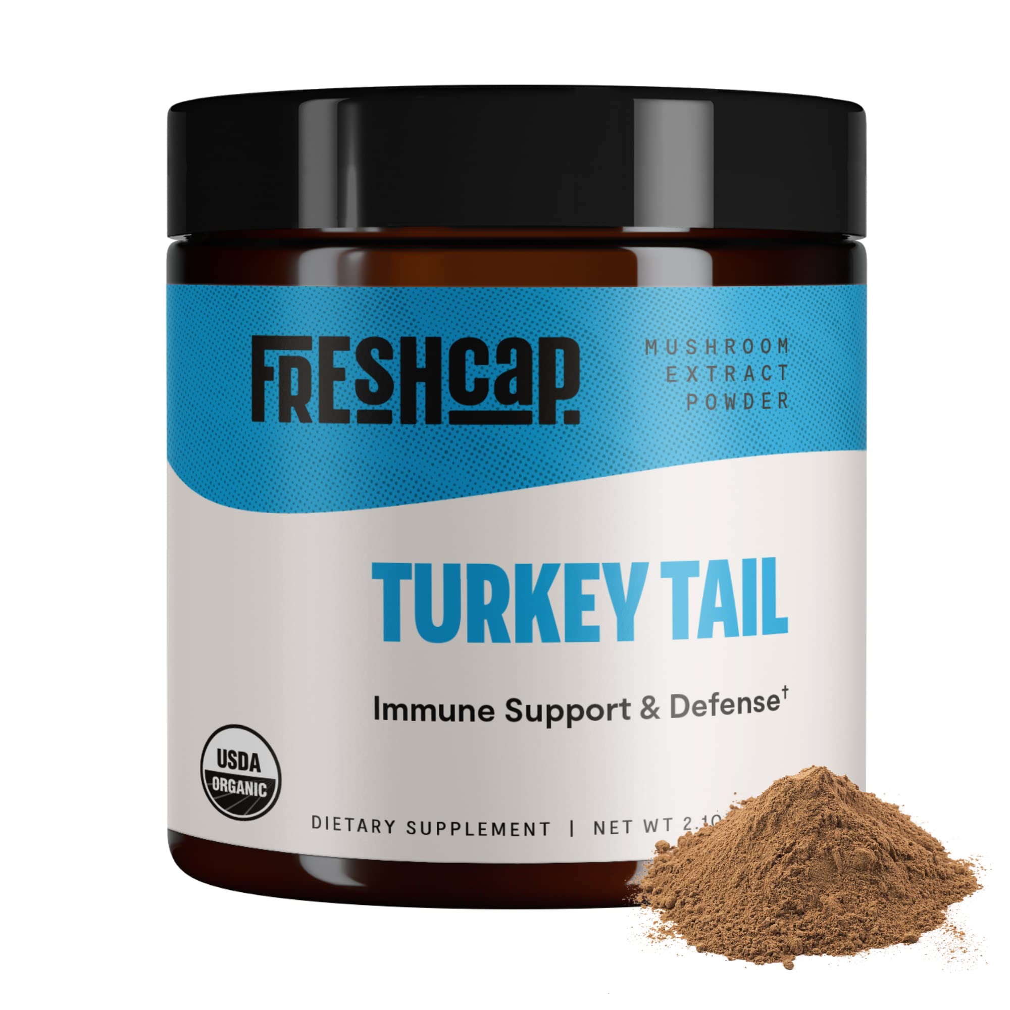 FreshCap Mushrooms SHIELD - Turkey Tail Extract Powder - USDA Organic -60 g- Supplement - Immune Protection - Add to Coffee/Tea/Smoothies-Real Fruiting Body No Fillers