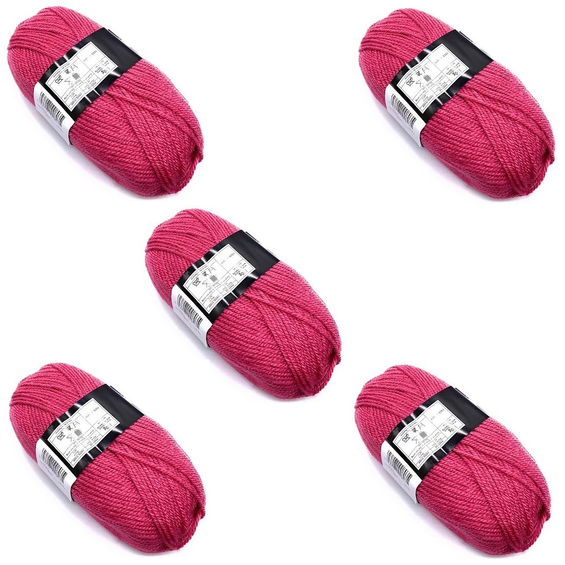 Pack of 5 x 100g Balls Pink Aran Yarn - Pink Musk