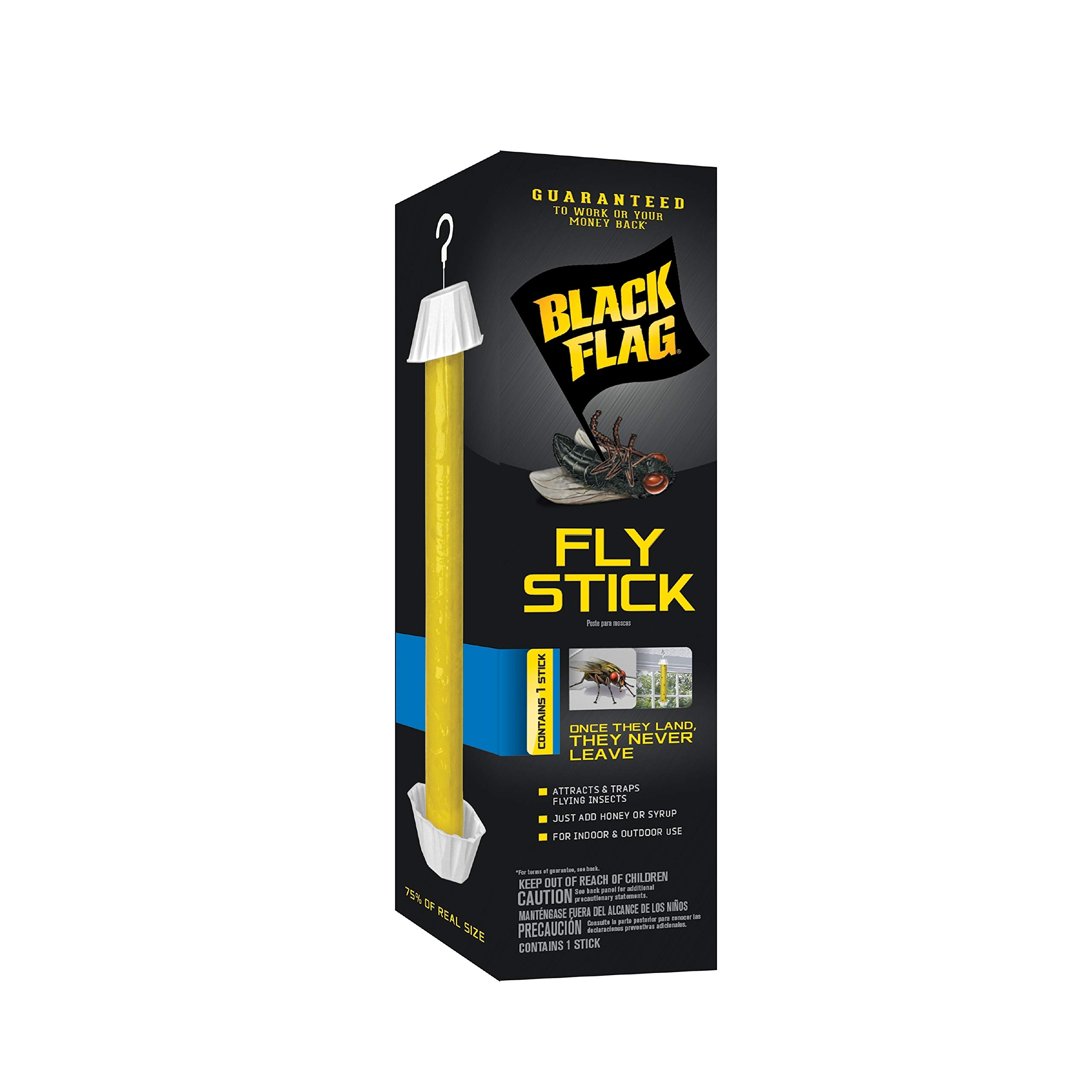 Black Flag Fly Stick, Trap Houseflies and Flying Insects, Pack of 6