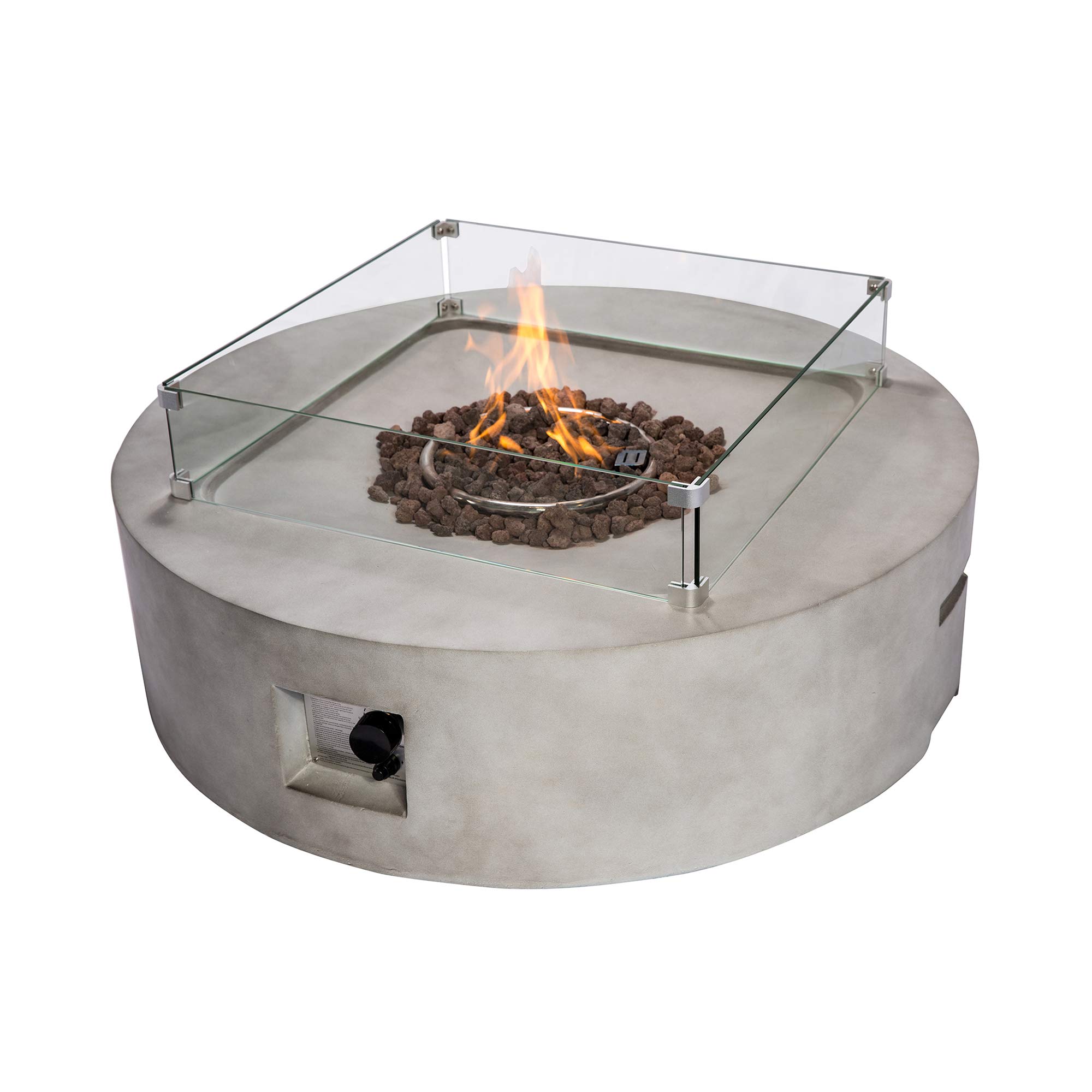 Teamson Home Outdoor Garden X-Large, Round, Propane Gas Fire Pit Table Burner, Smokeless Firepit, Patio Furniture Heater with Lava Rocks & Cover