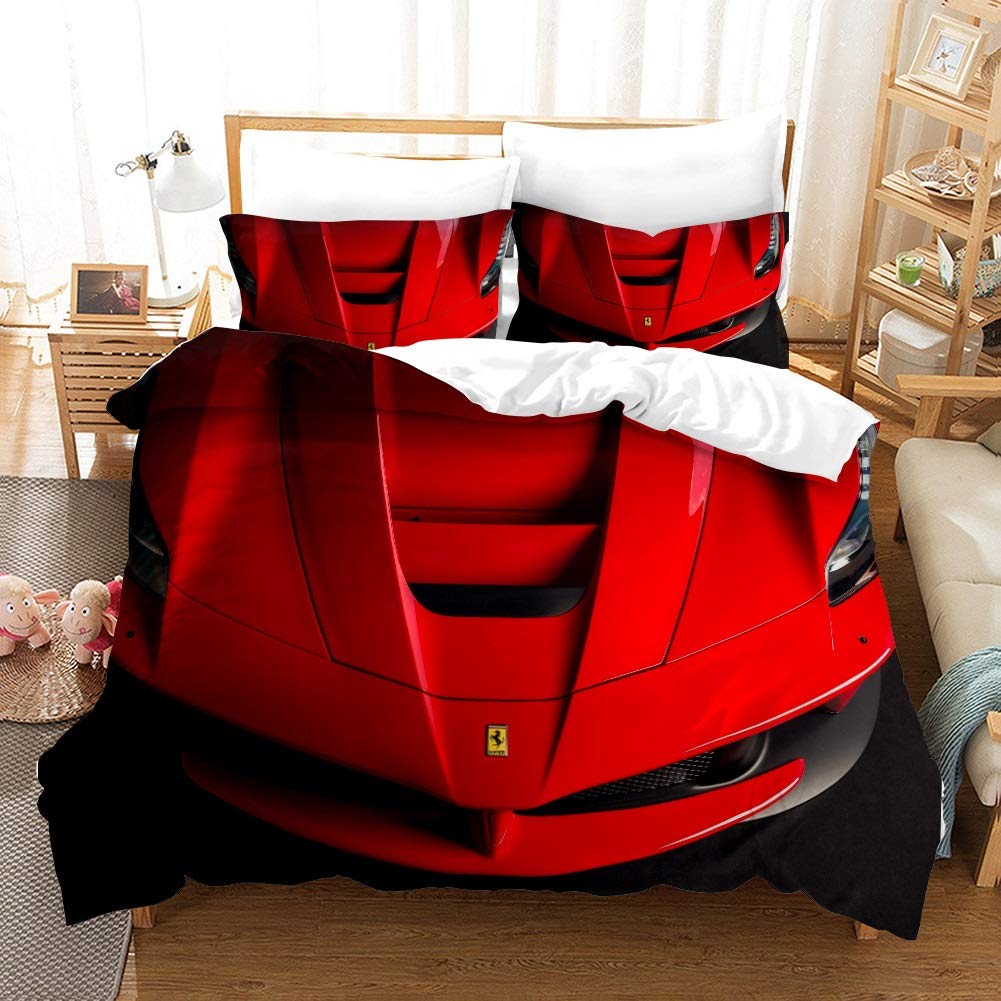 YYHQHE Boys Bedding Set Queen Quilt Covers Kids Children Bedding Sets 3D Car Racing Single Twin Bed Set (Color : #1, Size : UK Single-140×210cm)