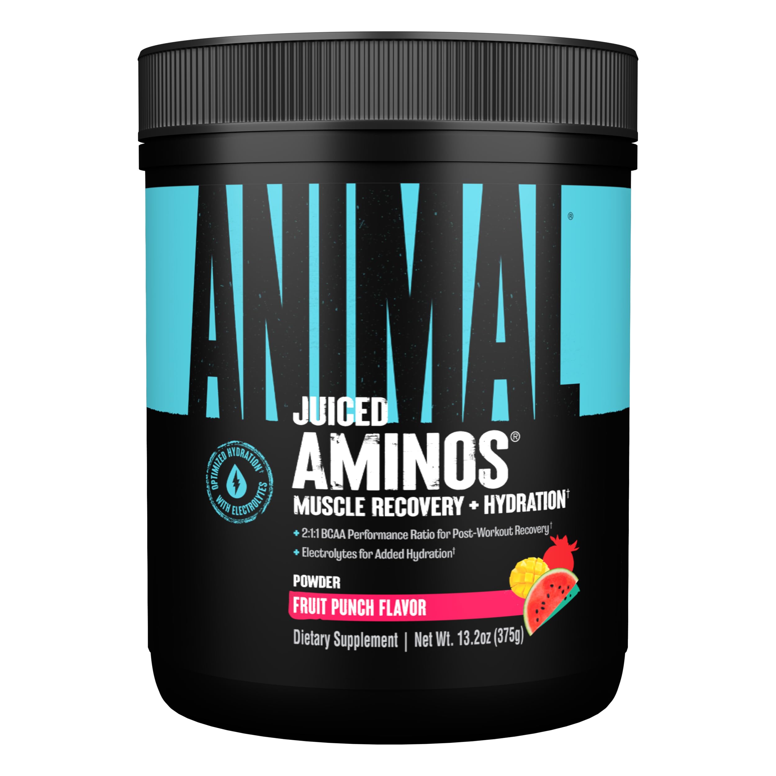 AnimalJuiced Amino Acids - BCAA/EAA Matrix Plus Hydration with Electrolytes and Sea Salt Anytime Recovery and Improved Performance, Fruit Punch Flavor, 30 Servings