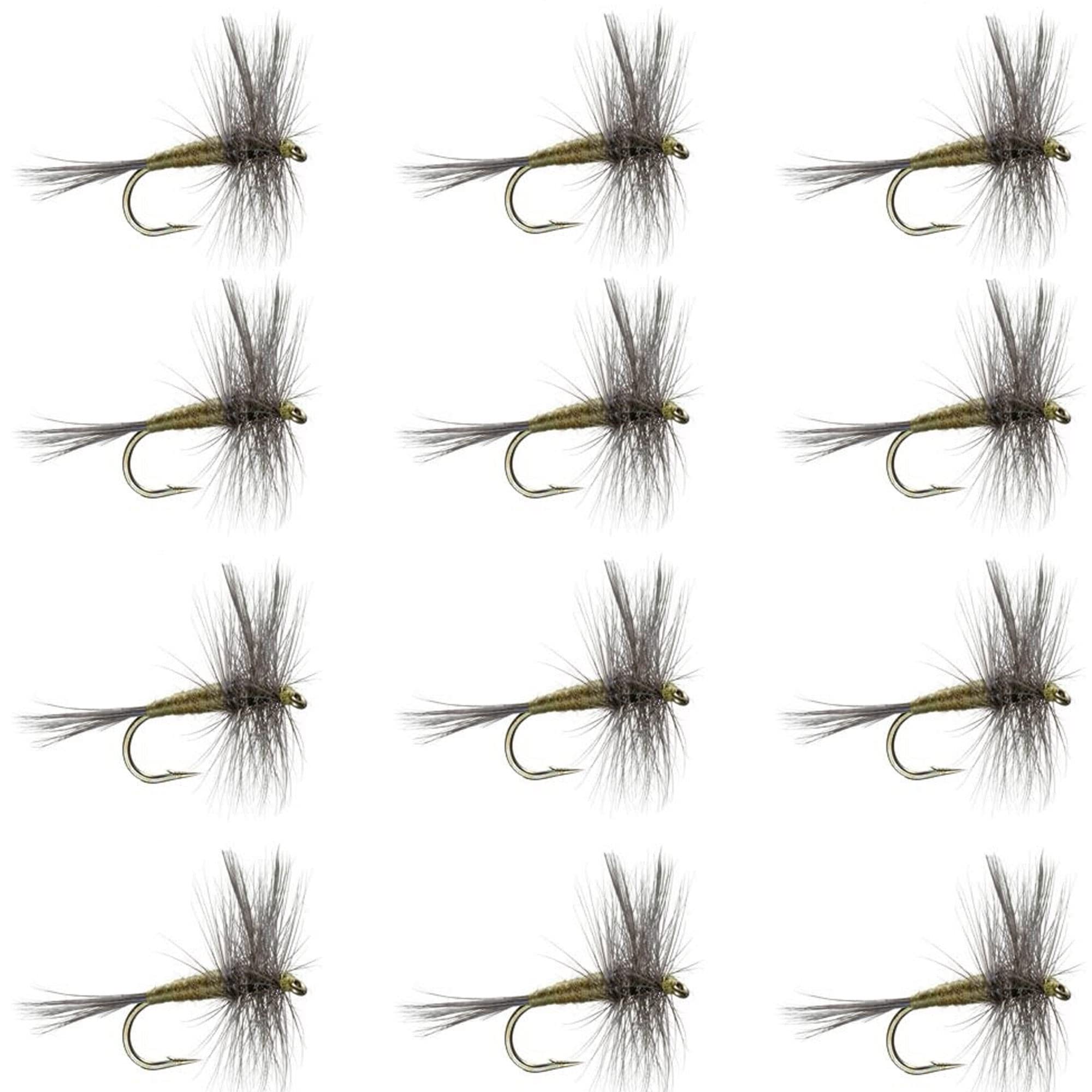 The Fly Fishing Place Blue Winged Olive BWO Classic Trout Dry Fly Fishing Flies - Set of 12 Flies Size 20 - One Dozen