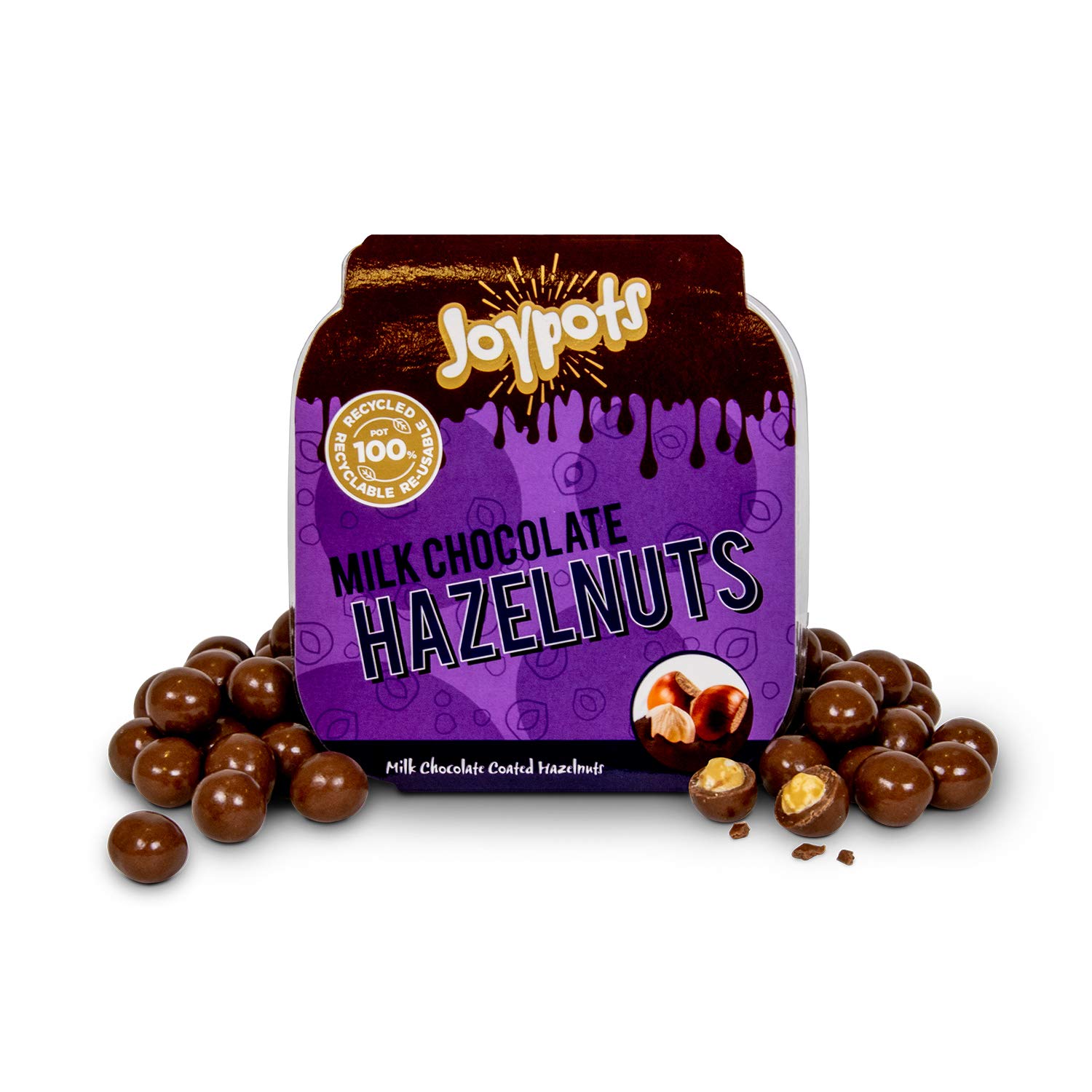 Joypots Milk Chocolate Hazelnuts. 1x 320g Tub. Gluten Free, Vegetarian