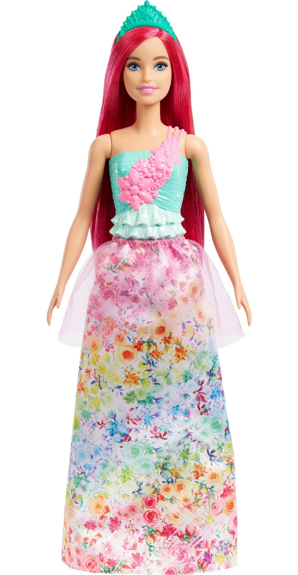 Barbie Dreamtopia Royal Fashion Doll with Dark-Pink Hair & Sparkly Bodice Wearing Removable Skirt, Shoes & Headband Accessory