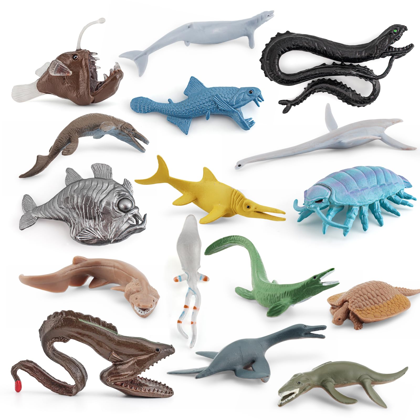 Mini Incredible Prehistoric Sea Creatures Toys for Kids Deep Ocean Animals Figures Marine Animal Toys 2-4 Inch Cake Topper Educational School Project for Kids Toddlers