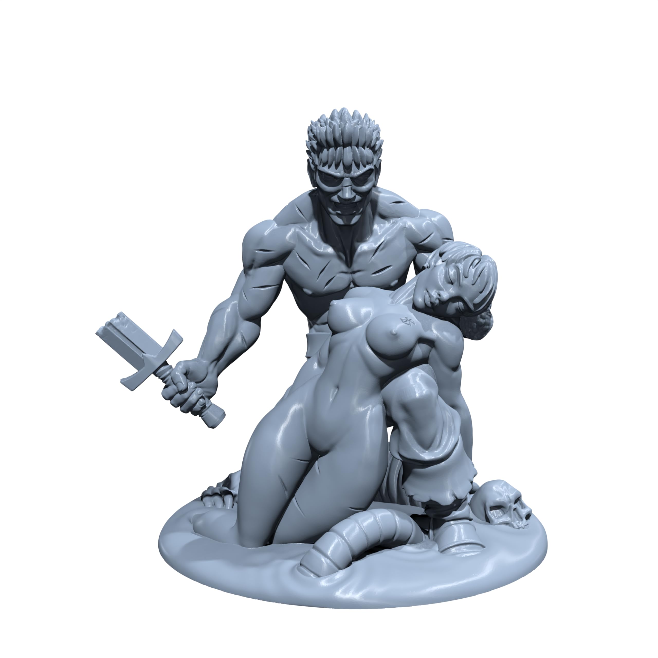 Garth and Cleto | Embrace Pose | Pinup Miniature Miniature for Tabletop Games Like D&D and War Gaming| Dungeons and Dragons Mini Attached Base