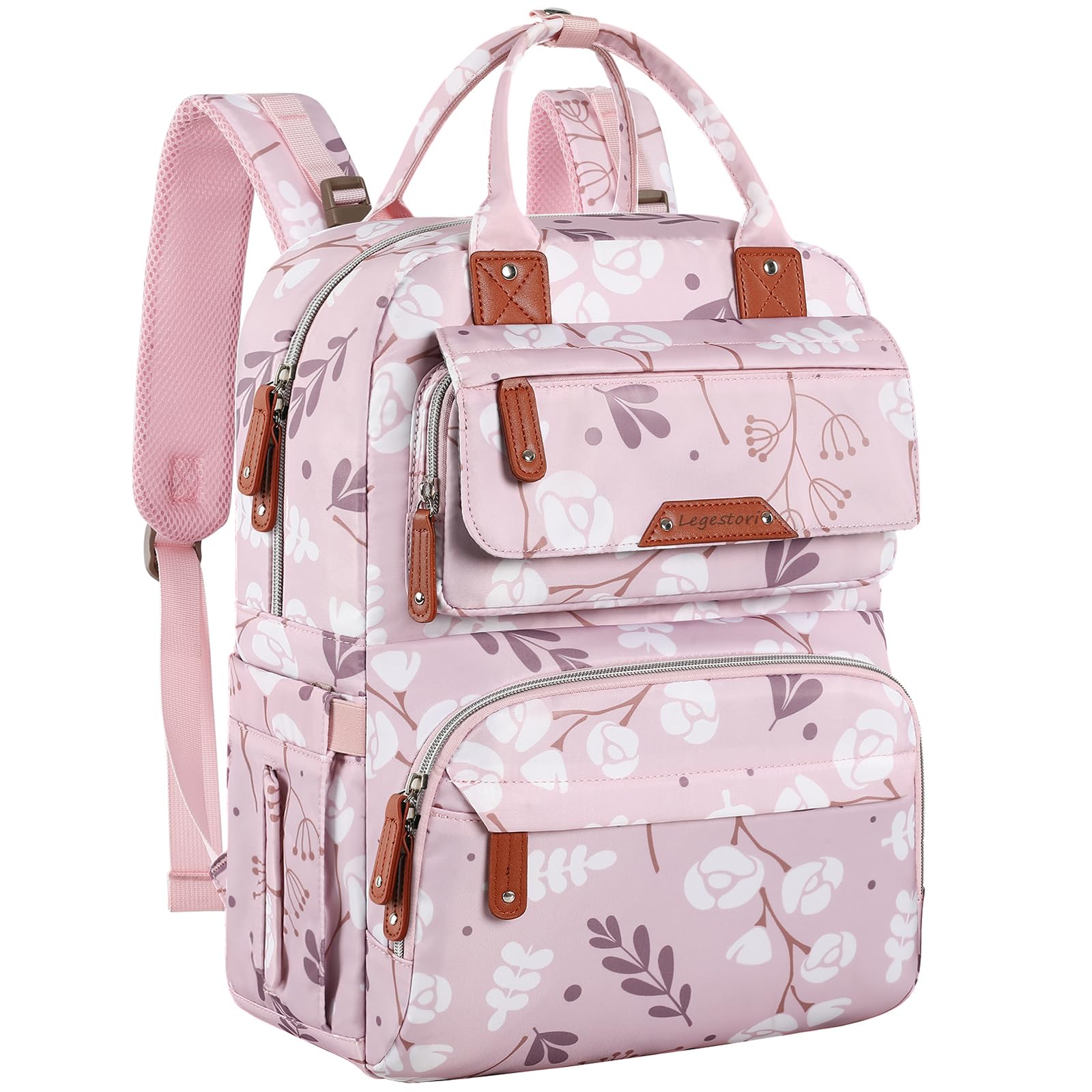 Diaper Bag Backpack, Multifunction Diaper Bag for Girl, Large Pink Baby Girl Diaper Bag, Baby Essentials Travel Bag with Stroller Straps, Large Capacity, Waterproof and Stylish