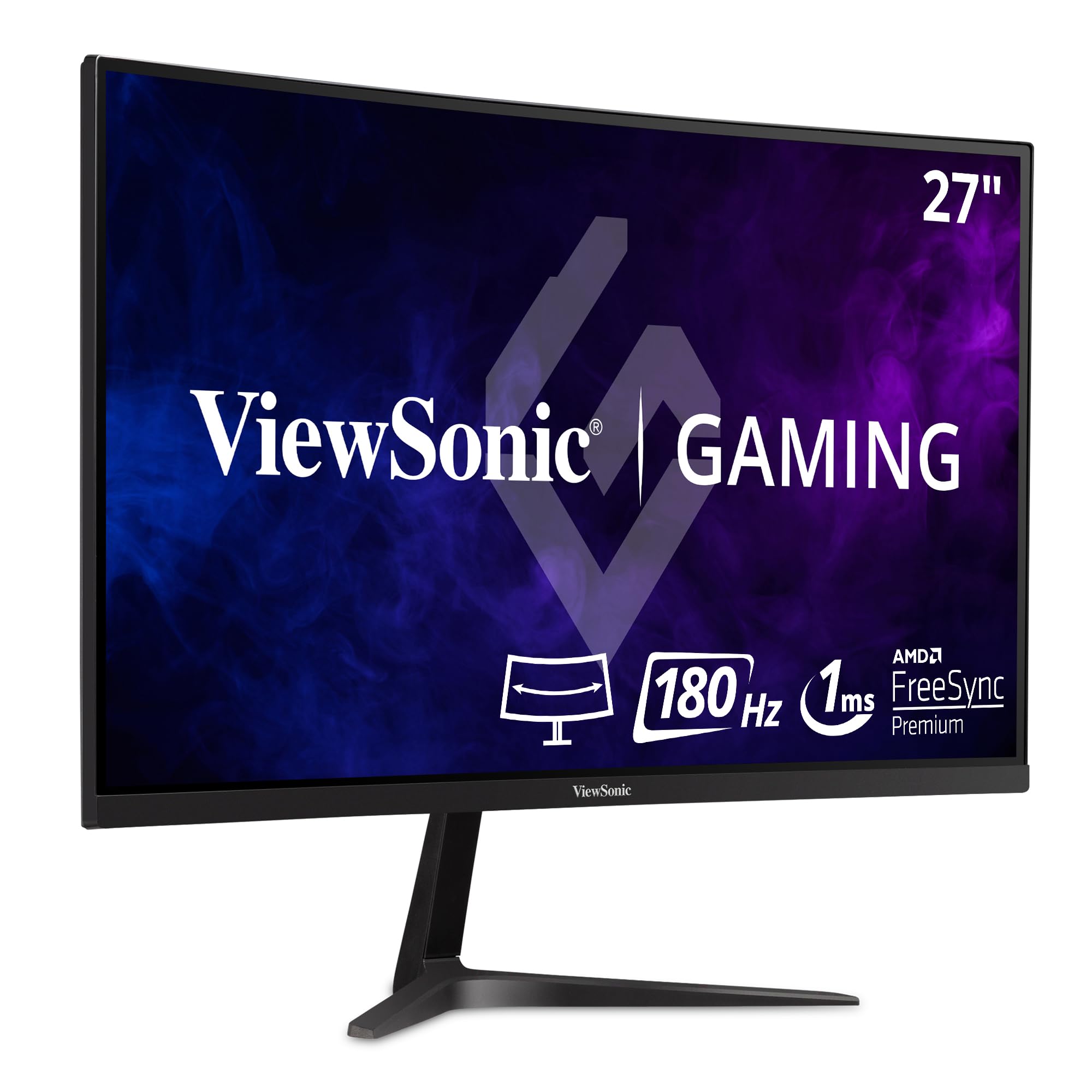 ViewSonicVx2718-Pc-Mhd 27-Inch 1080P Hd Curved Gaming Monitor, 165Hz, 1Ms, Dual Integrated Speakers, Adaptive Sync, Displayport, 2X Hdmi, For Home Entertainment And Gaming