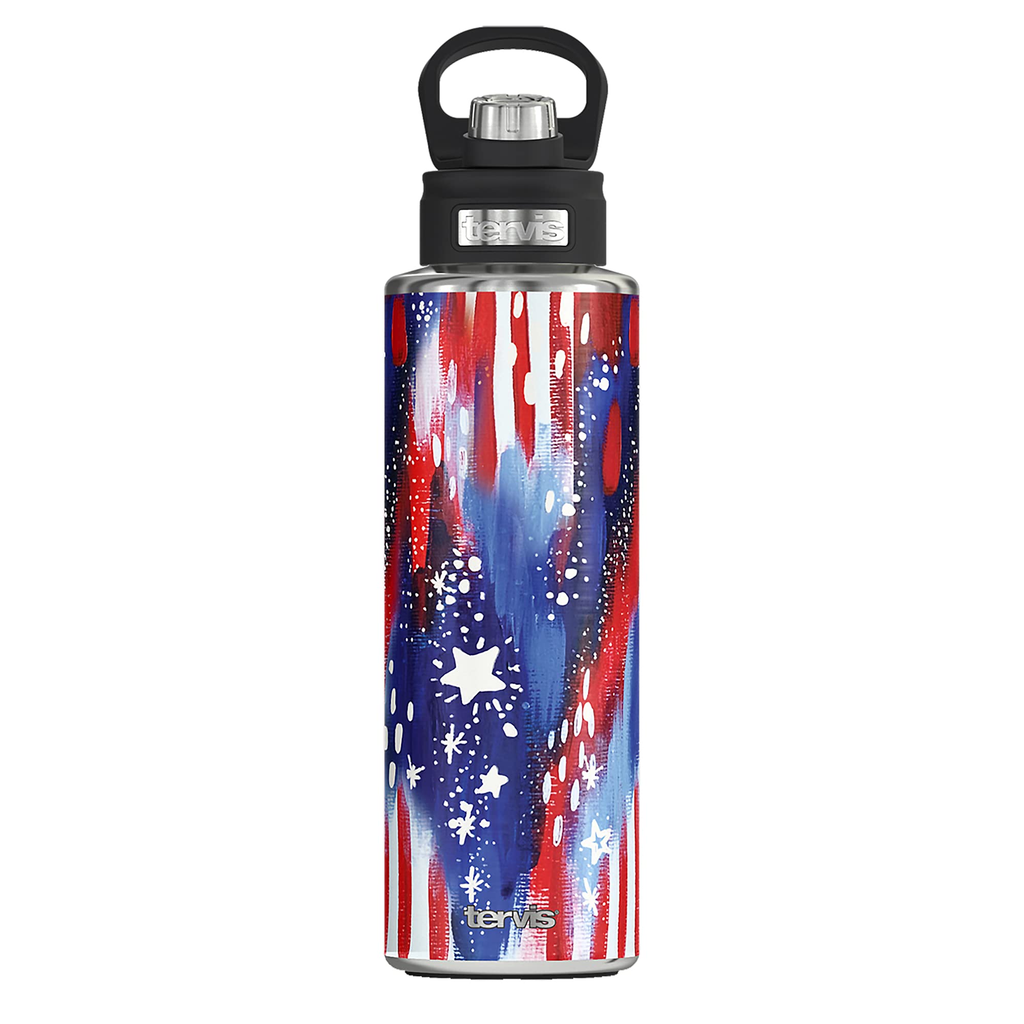 Tervis Etta Vee Triple Walled Insulated Tumbler, 40 oz Wide Mouth Bottle-Stainless Steel, Americana Stars