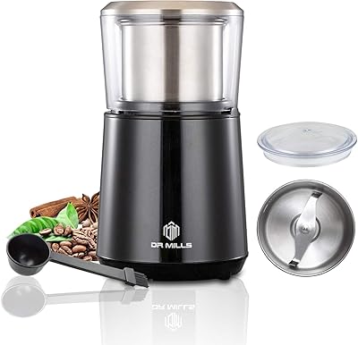 DR MILLS DM-7451 Electric coffee grinder, Coffee Bean Grinder Electric Dried Spice, nut, herb Grinder, detachable cup, Dishwashable, SUS304 stianlees steel