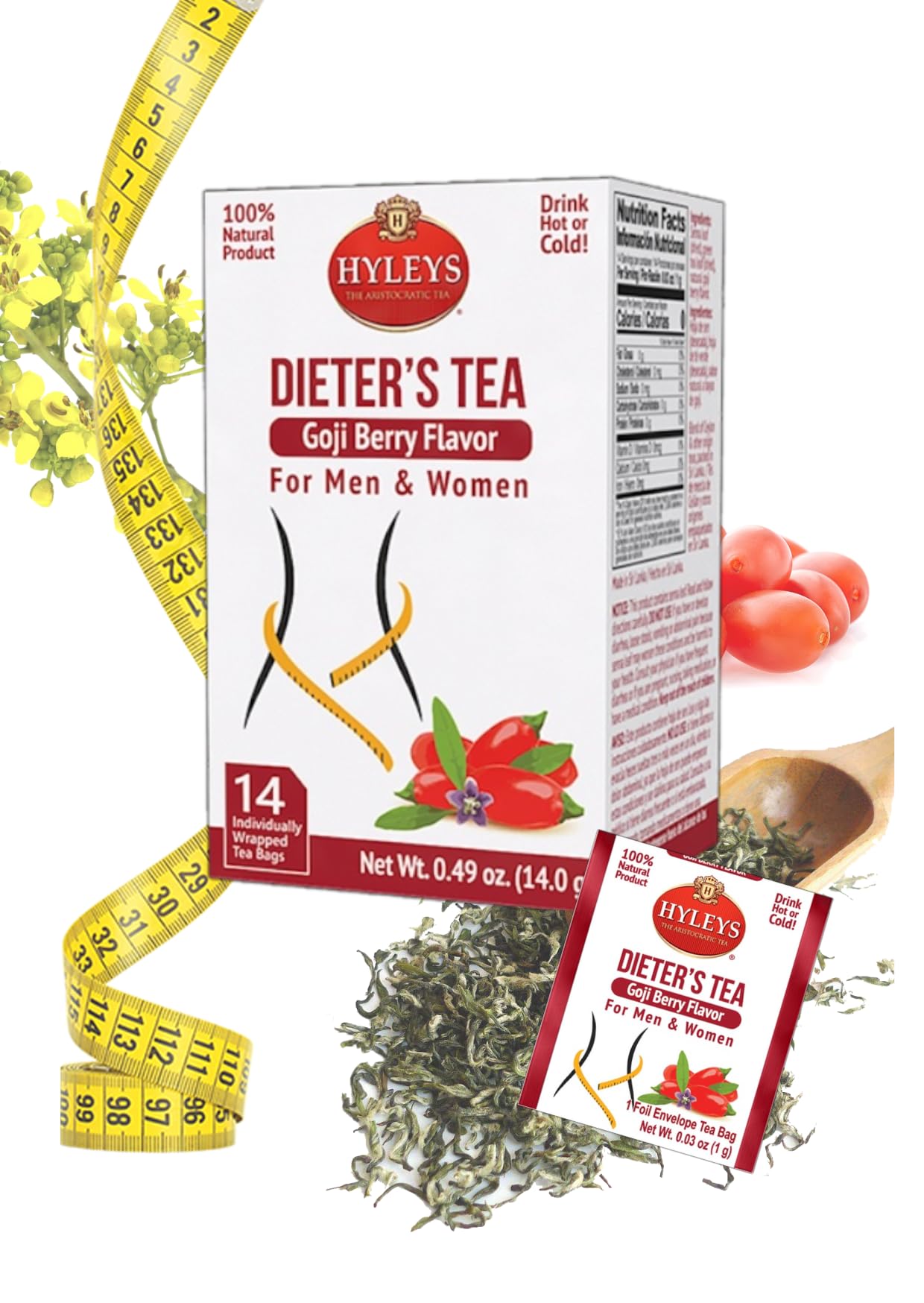 HYLEYSDieter's Tea with Goji Berry Flavor - 14 Tea Bags - Slimming Weight Loss Detox Cleanse Tea