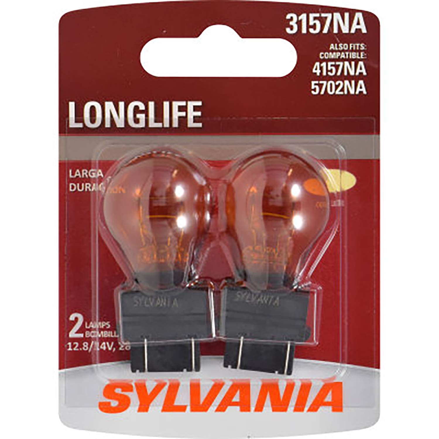 SYLVANIA3157NA Long Life Mini Bulb - Amber Automotive Light Bulb - Car Signal, Ideal for Parking, Side Marker & Turn Signal Applications - 2 Bulbs