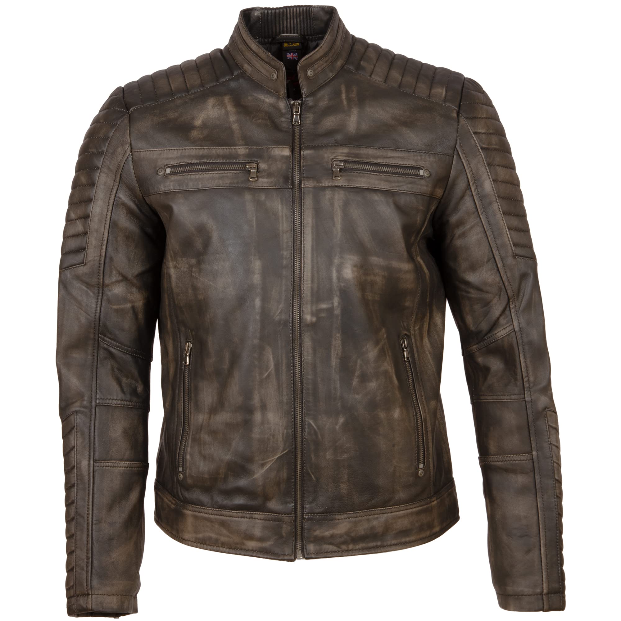 AviatrixMen's Real Leather Fashion Bomber Jacket with Shoulder Detailing (RHC0)