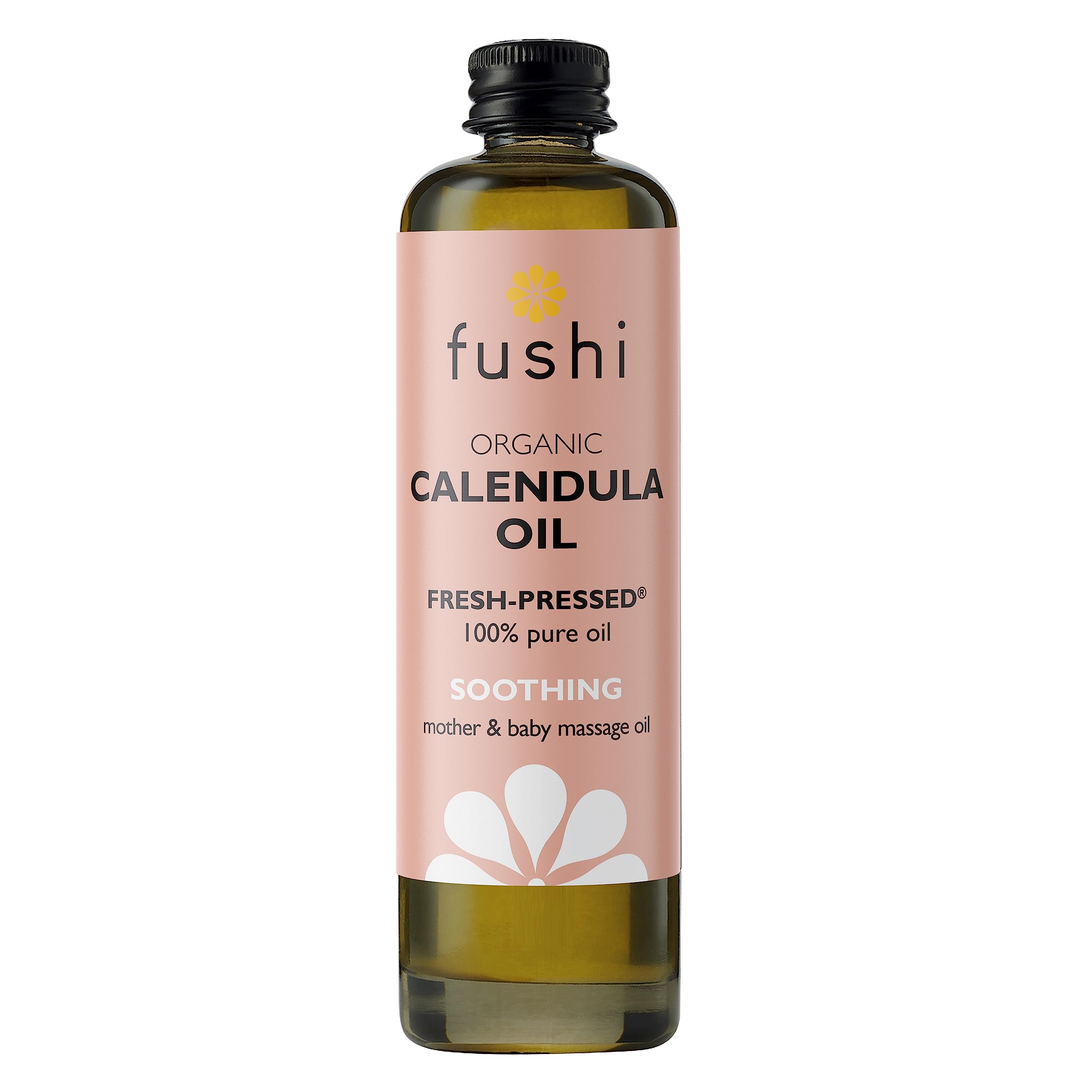 Fushi Organic Calendula Oil 100ml | Fresh-Pressed & Triple Infused for 3 Months | Best for Minor Abrasions, Irritated Skin, Skin Healing | Anti-inflammatory | Oil for Babies | Vegan, Made in the UK