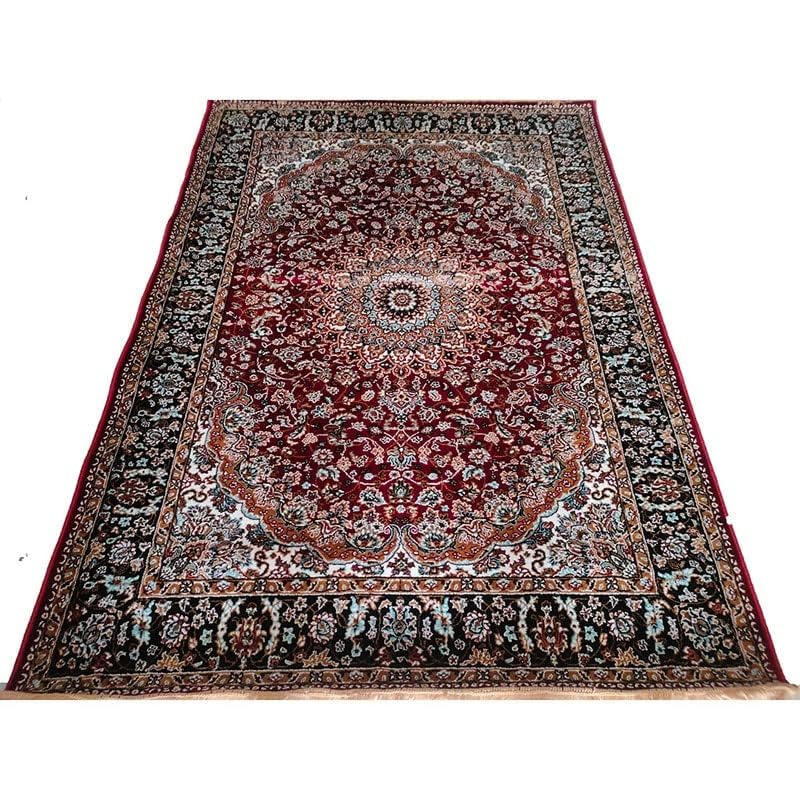 MUKHTAR CARPETS Kashmiri Persian Design Traditional Silk Touch Carpet for Living Room and Bedroom (Red, 6 X 9 Feet)