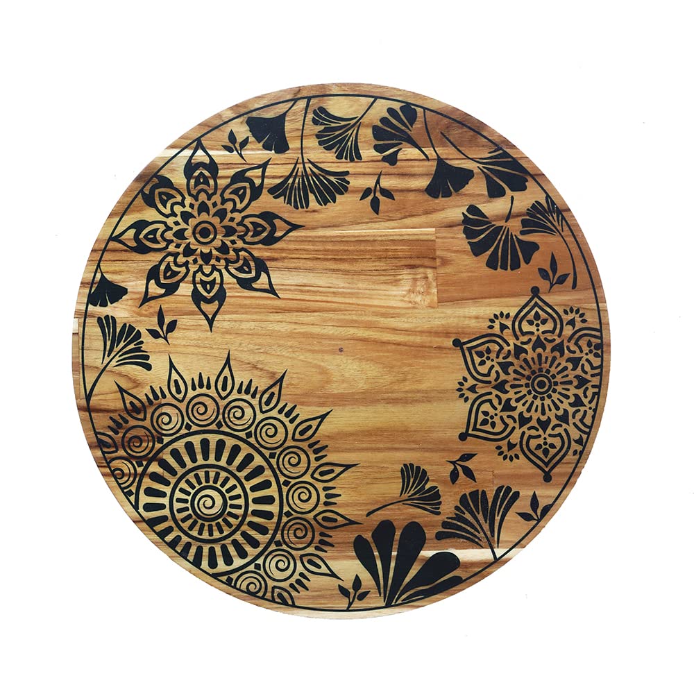 bambaise Teak Wood Quality Rotating Platter Dream Plantation Lazy Susan for Dining Table (Pack of 1)