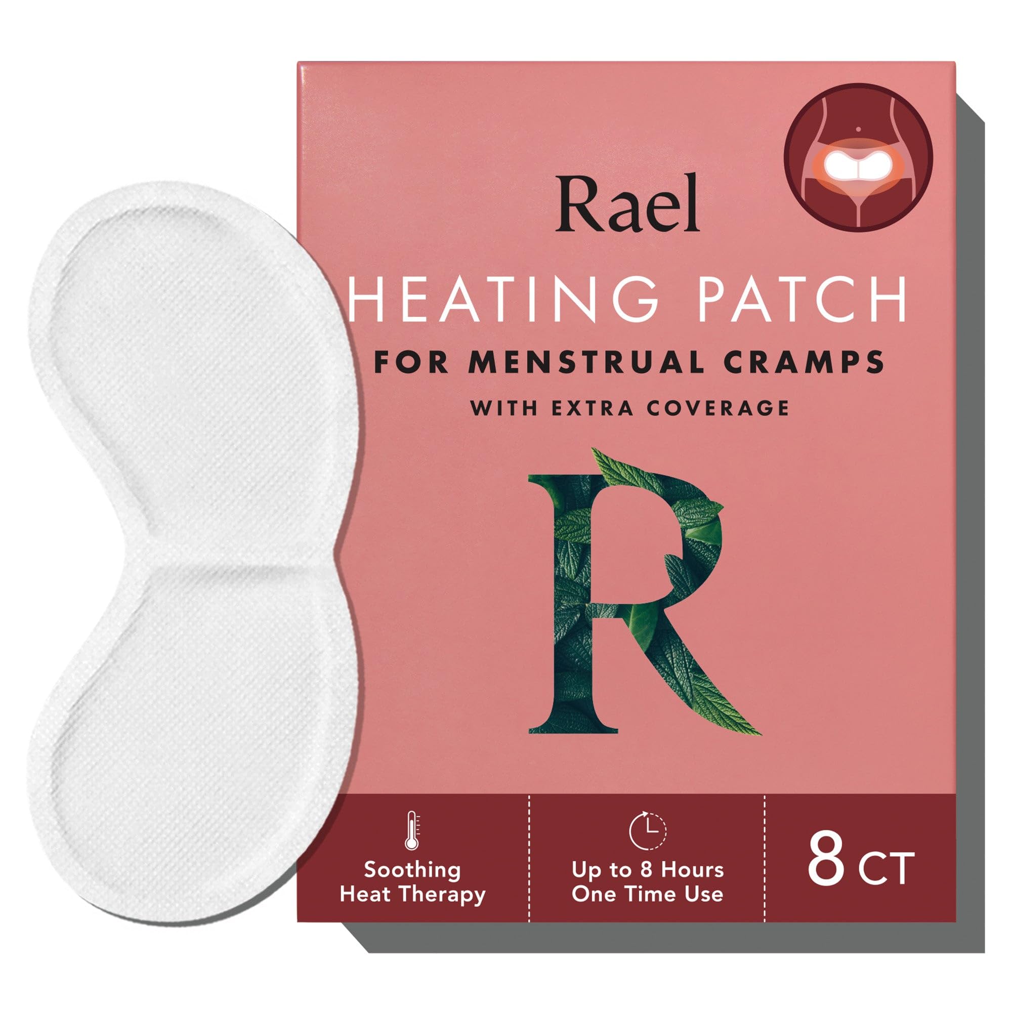 Rael Heating Pad, Herbal Heating Patches - Period Heating Pads for Cramps, Heat Therapy, Large Size for Extra Coverage, All Skin Types (8 Count)