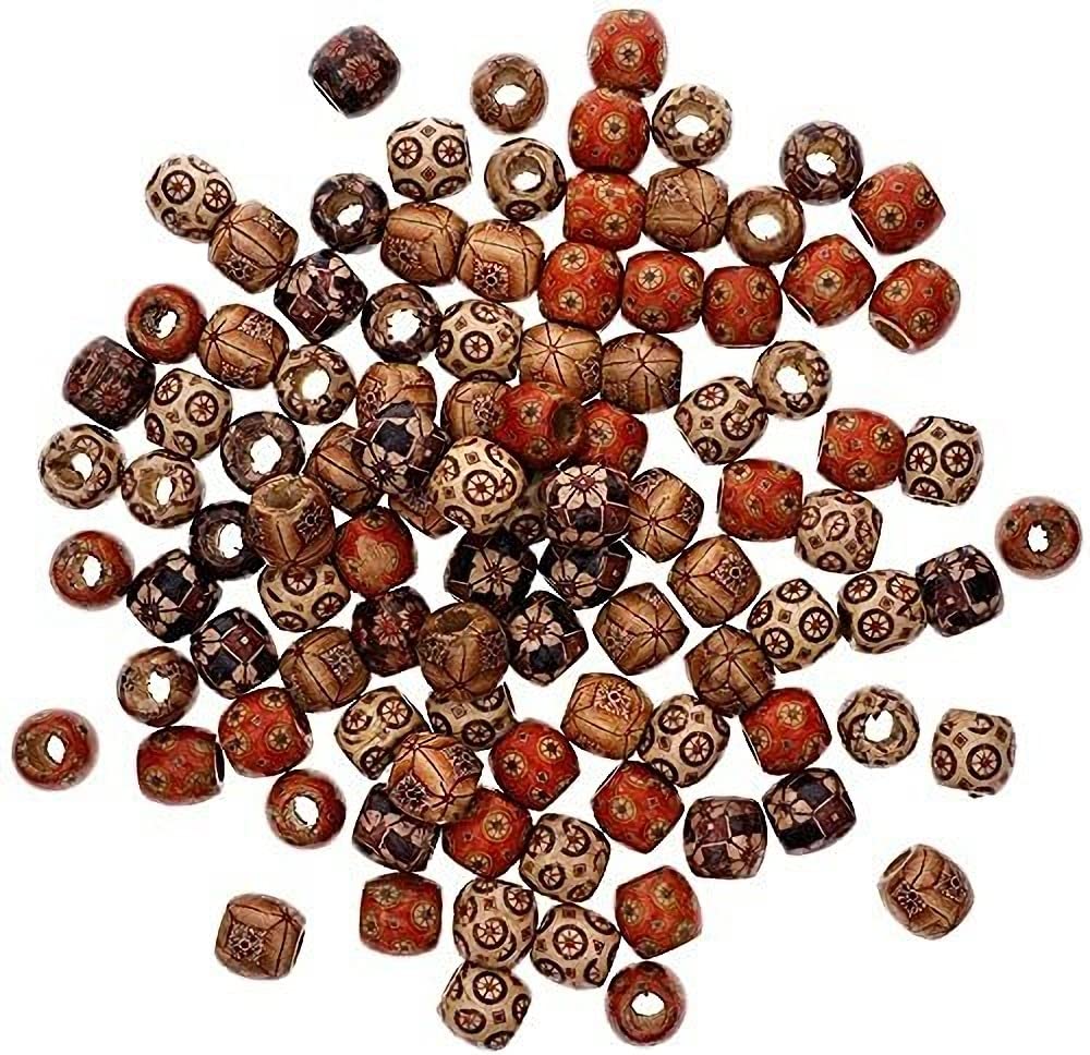 KASTWAVE950pcs 12mm Mixed Painted Drum Wood Spacer Beads Wooden Beads for DIY Jewelry Making Hair Accessories