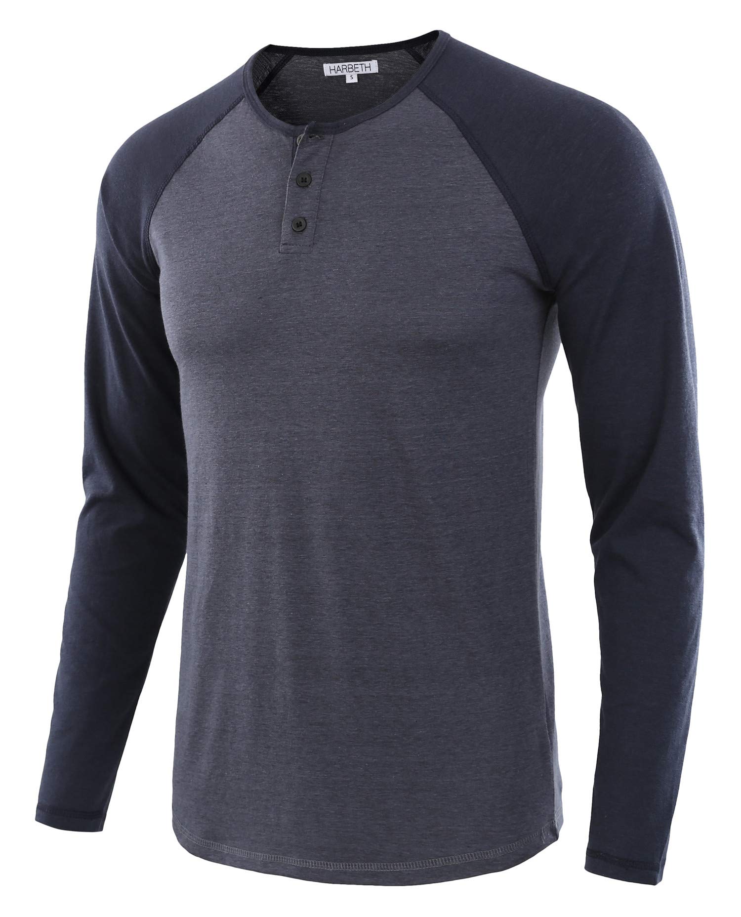 HARBETH Men's Casual Long Sleeve Henley Shirt Raglan Fit Active Sports Baseball T-Shirts Tee