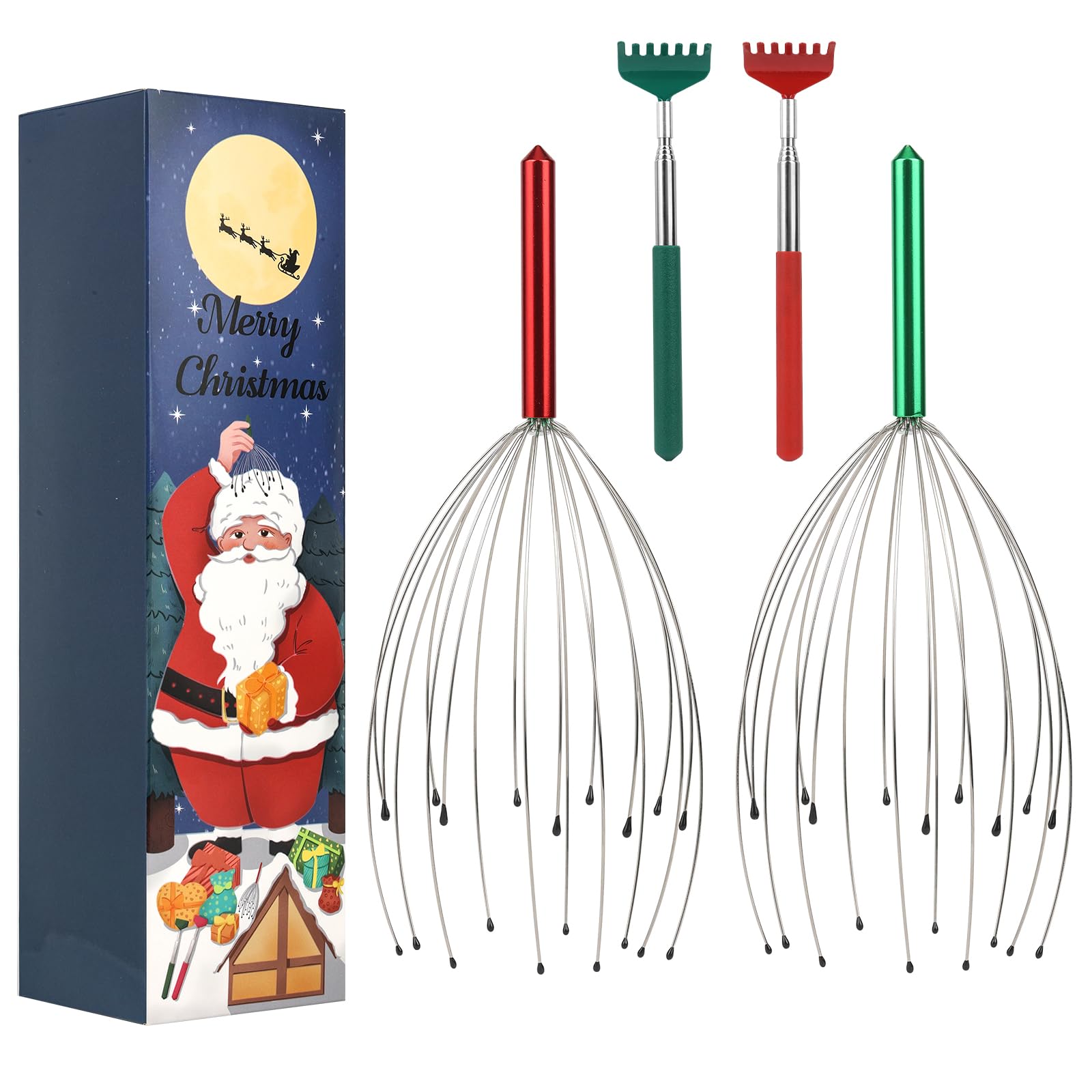 20 Fingers Scalp Massager, Head Scratcher Back Massage for Body Stress Relax, Stocking Stuffers for Men Women Adults, with Christmas Gift Box