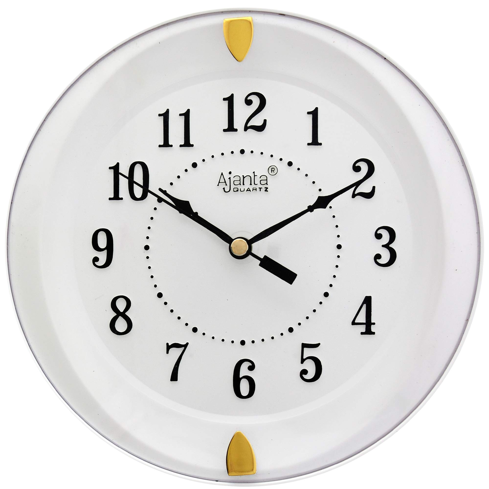 AjantaStep Movement Plastic Analog Wall Clock for Home/Office/Bedroom/Living Room/Kitchen (White, 7 Inches)