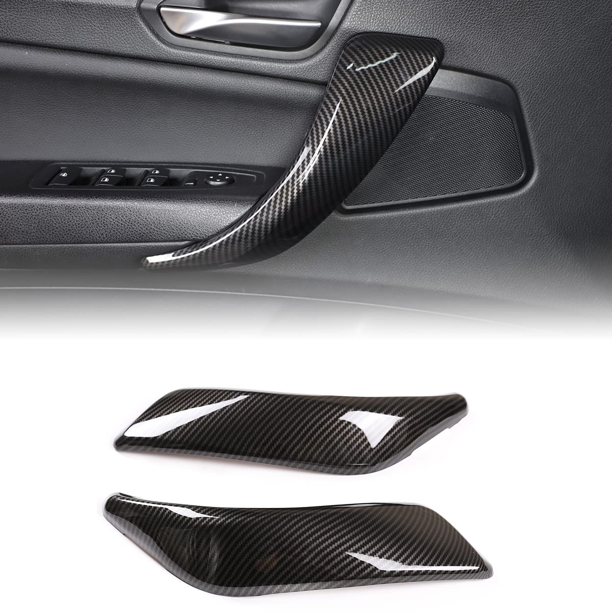 METYOUCAR Car Interior Handle Protection Cover for 1 Series 2 Series F20 F21 F22 F23 2012-2018, Door Handle Panel Pull Handle Trim (Carbon Fiber)