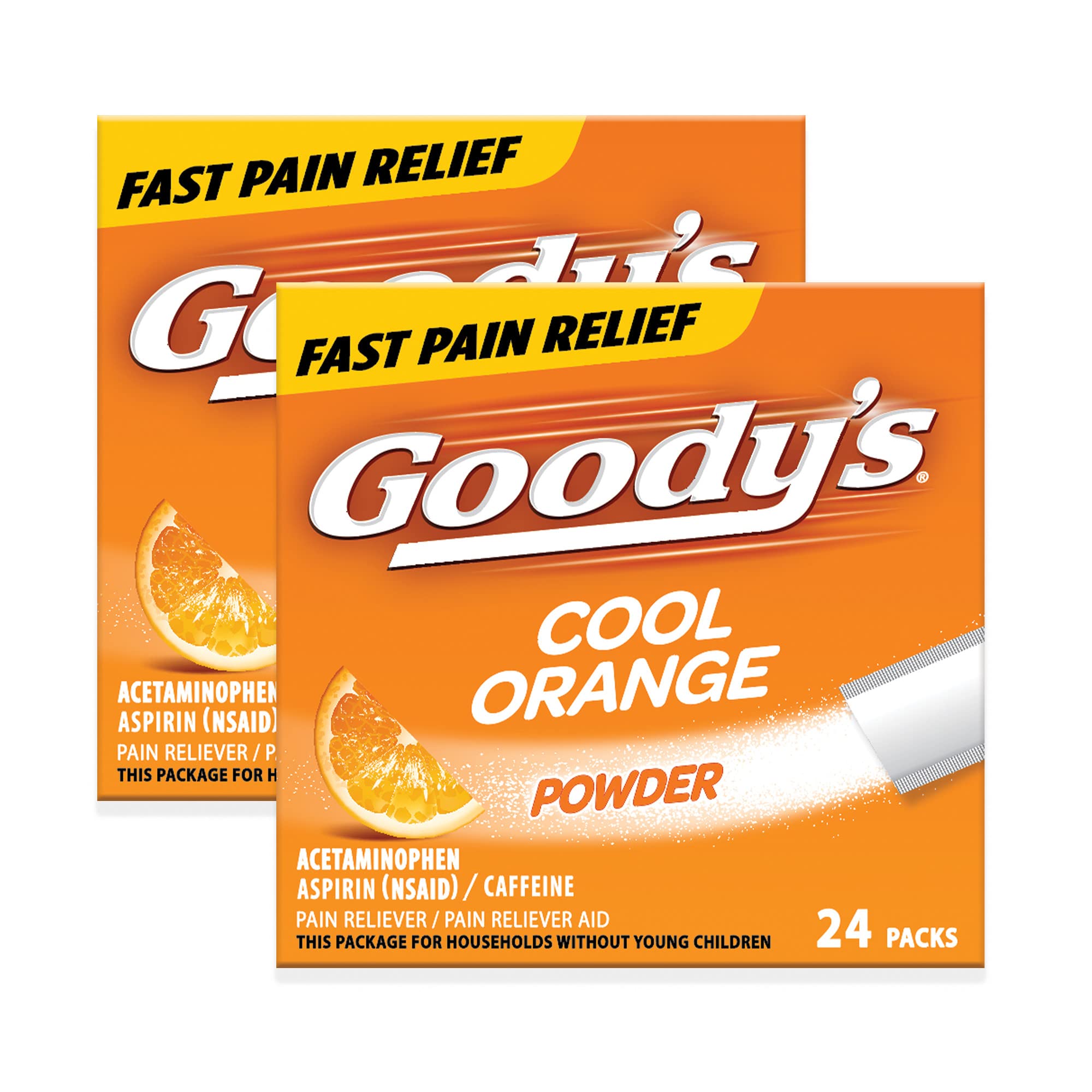 Goody's Extra Strength Headache Powder, Cool Orange Flavor Dissolve Packs, 24 Individual Packets (2 Pack)