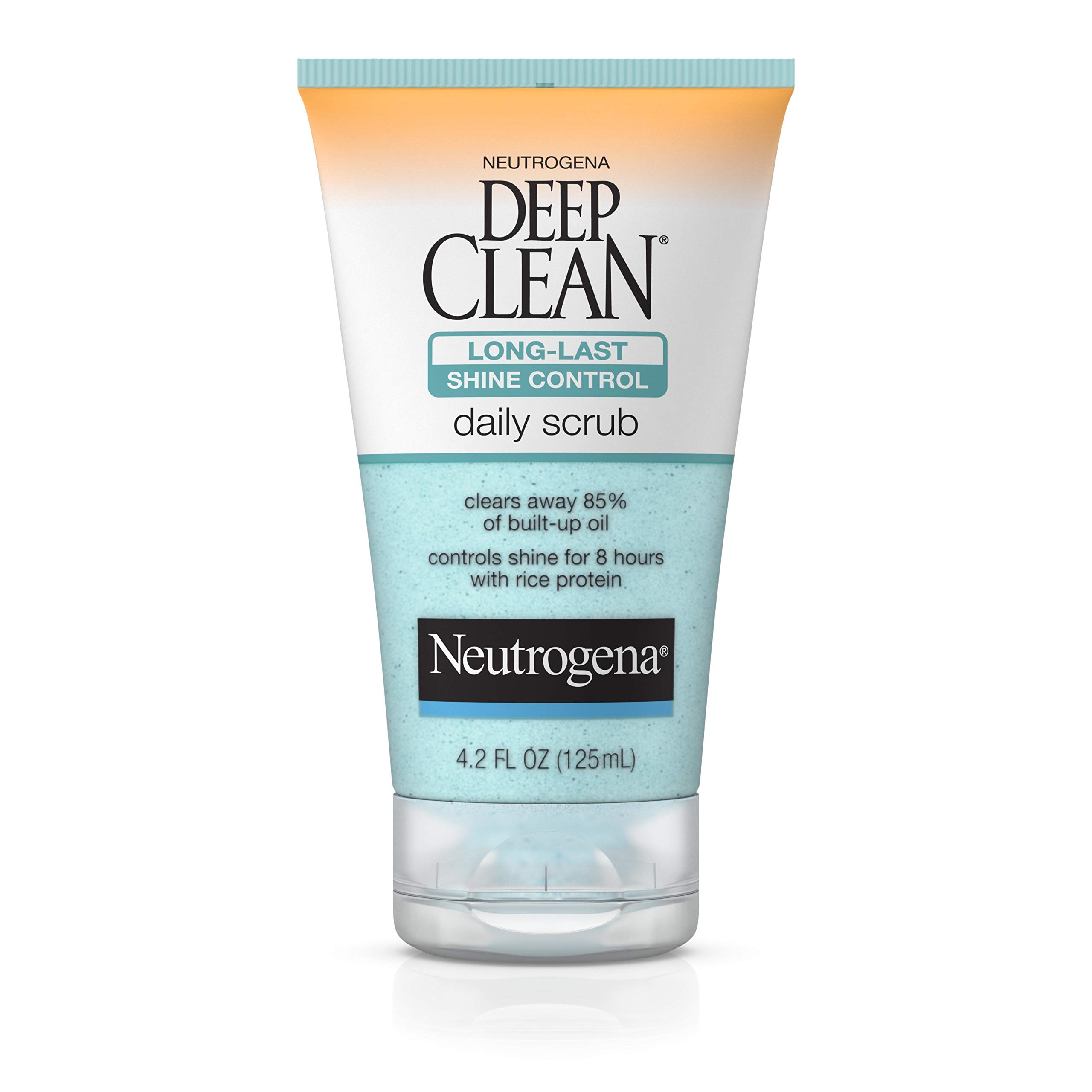 Neutrogena Deep Clean Long-Last Shine Control Daily Exfoliating Facial Scrub with Rice Protein to Combat Oil and Control Shine, Oil-Free, 4.2 fl. oz