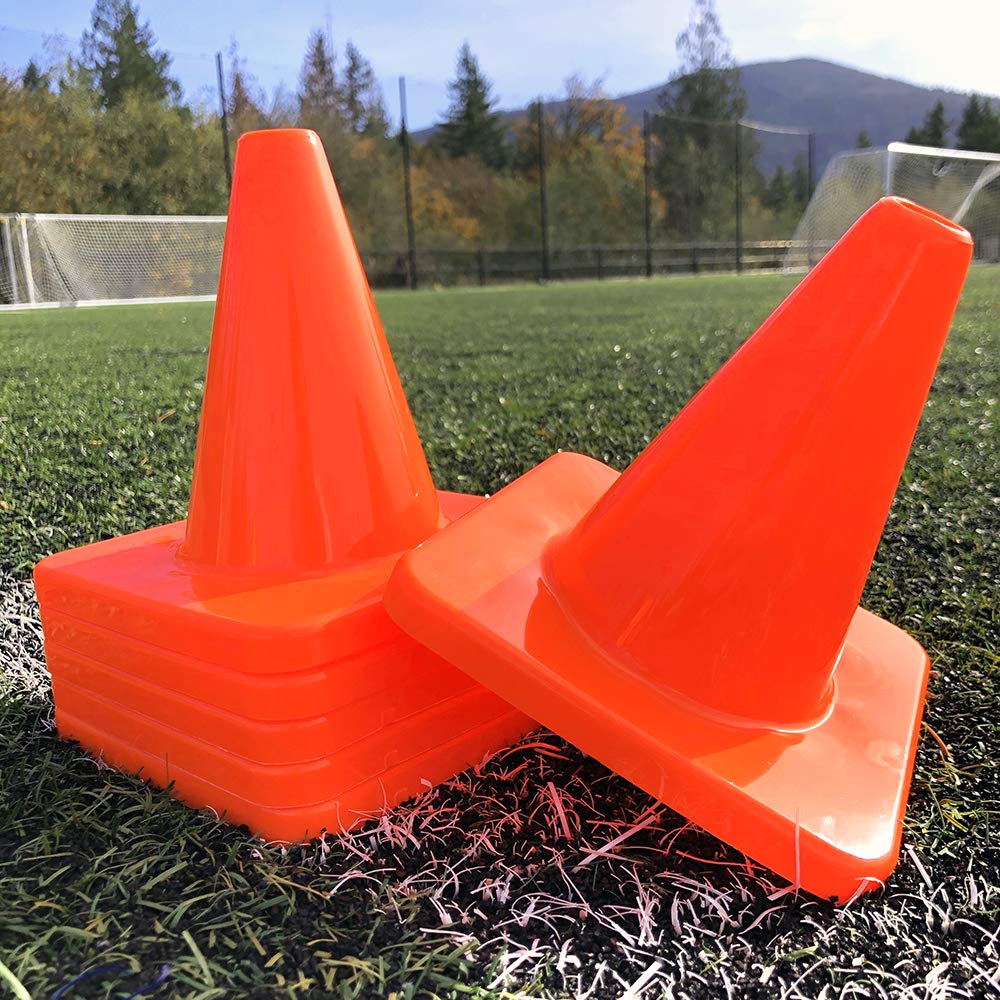 Heavy & Tough Cones - Won't Fly Away in Wind or Crack Packs - LVL10 Pro Training Cones - 2" / 6" Size