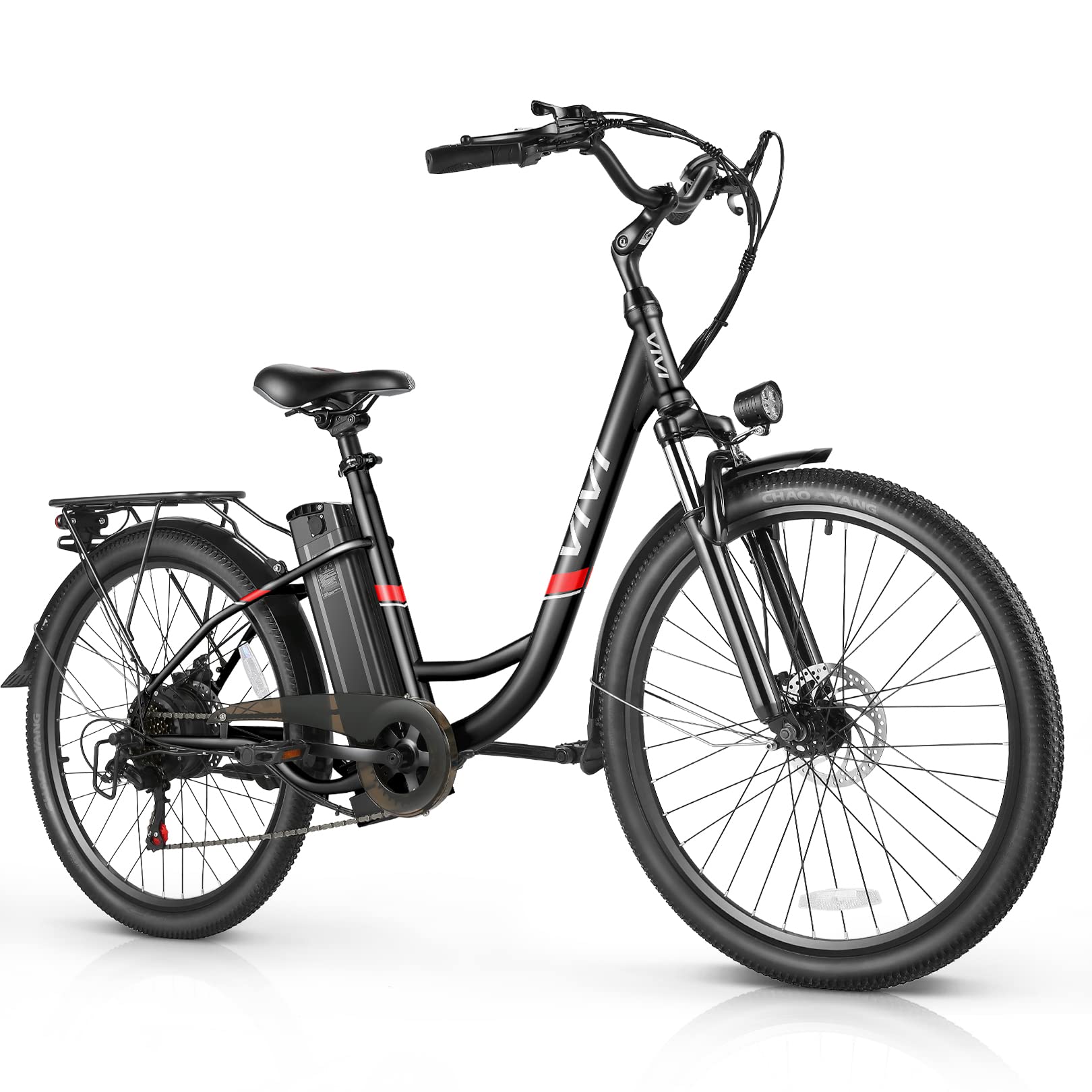 ViviElectric Bike, 26" Electric Cruiser Bike 800W Peak Ebike 22MPH Electric Bike for Adults, 48V Removable Battery, Cruise Control, 7 Speed Electric City Commuter Bicycle, UL 2849 Certified