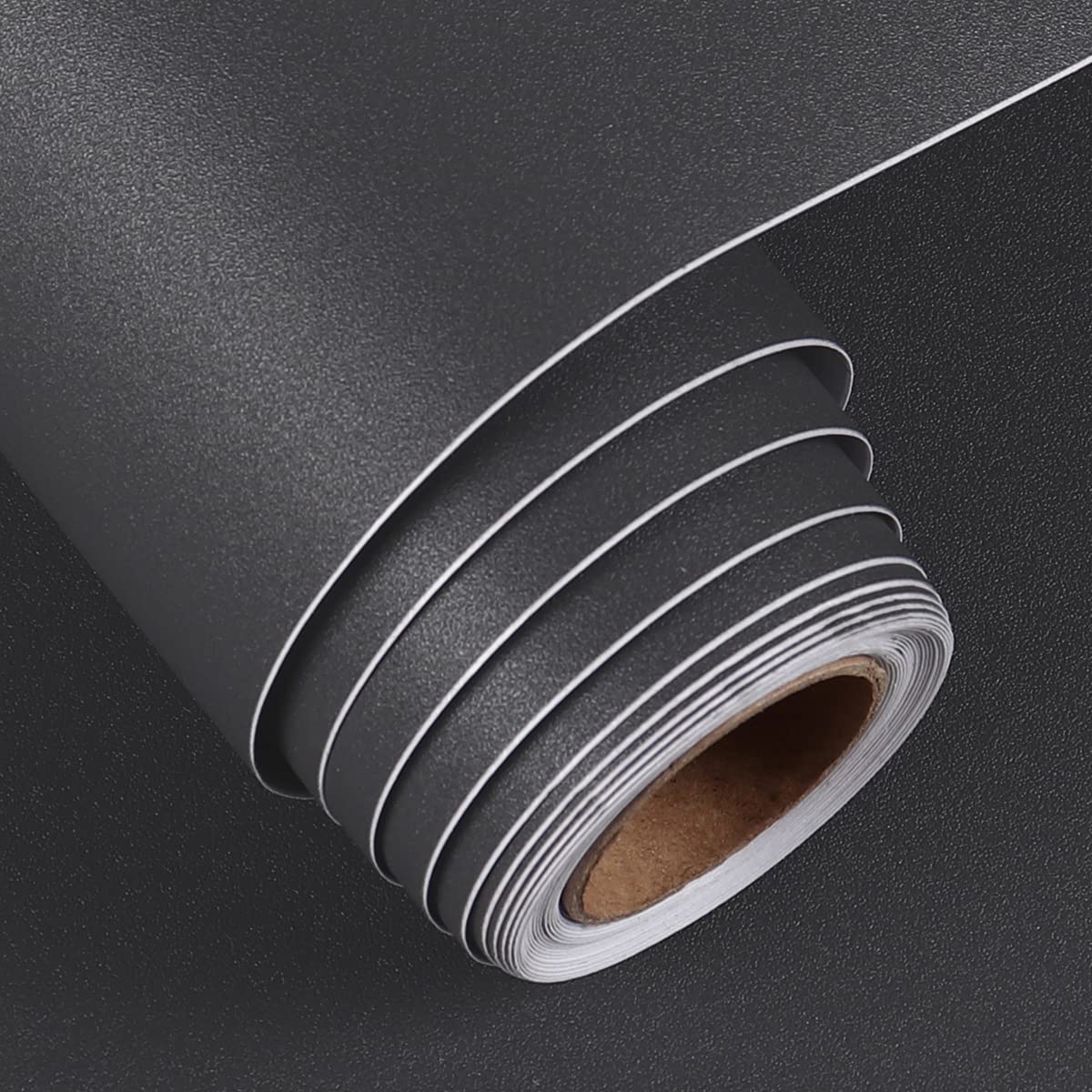 FunStick24"x200" Charcoal Black Wallpaper Peel and Stick Solid Color Wallpaper Matte Black Contact Paper for Cabinets Countertops Removable Black Self Adhesive Wallpaper for Bedroom Shelves Vinyl