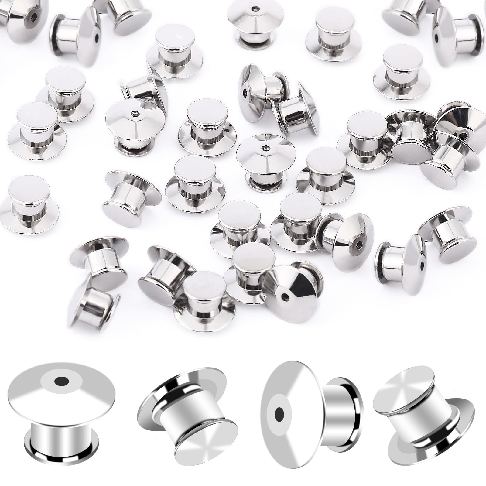 DECYOOL 30PCS Metal Locking Pin Backs, Pin Keepers Clasp Pin Backs Locking Buckles for Brooch DIY Crafts Badges Enamel Lapel Needles Pin Lock