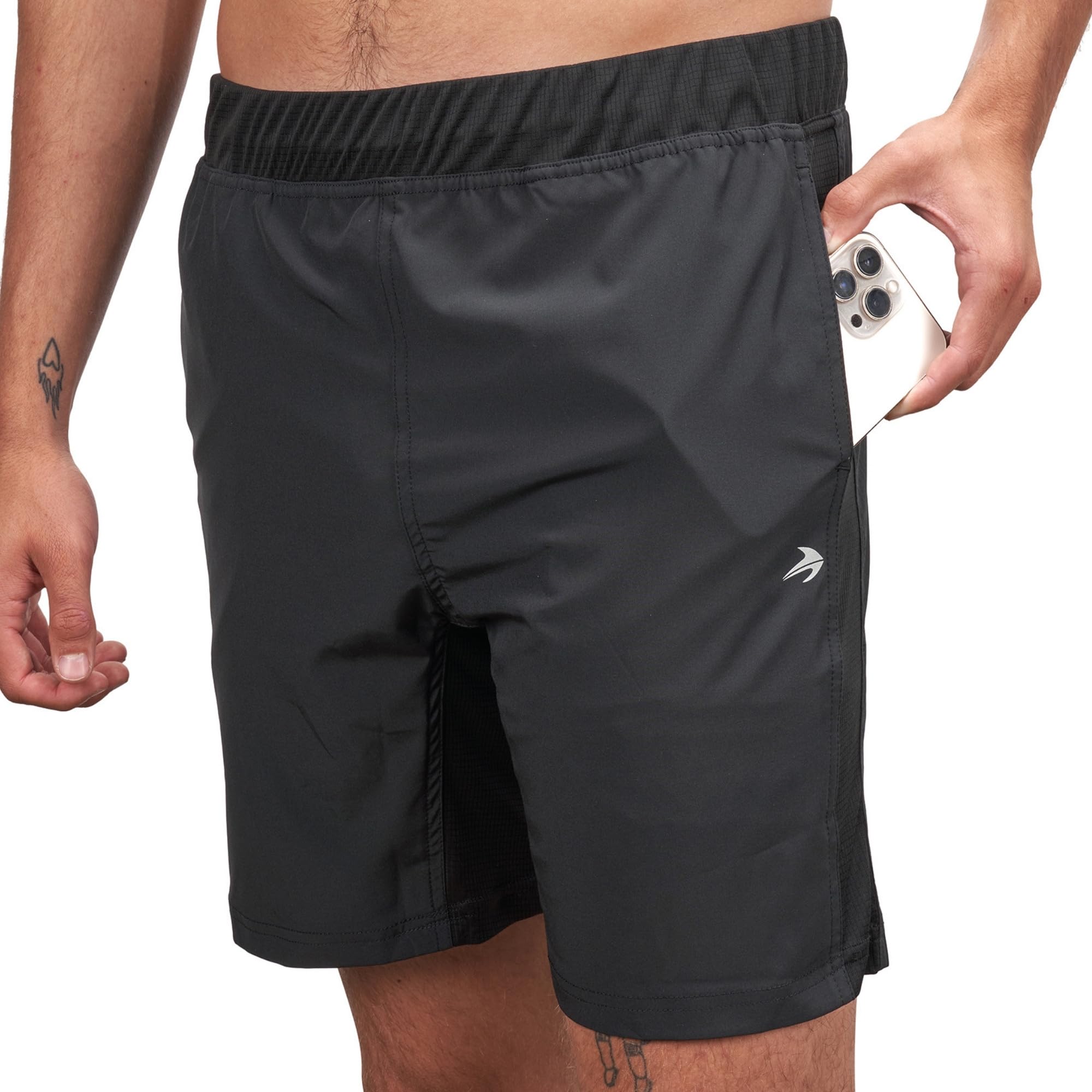 CompressionZMen's Linerless Gym Shorts Secure Lock Pockets Quick Dry Mens Shorts Athletic Fit - Athletic Dri Fit Mens Shorts