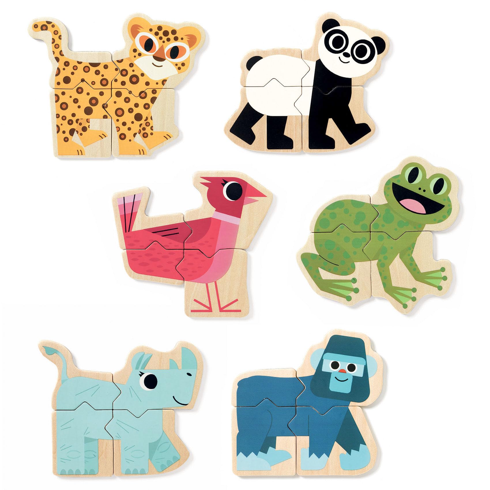 DJECO Mix & Match Animal Magnets - Silly Creatures, Endless Fun for Home, School or Gifts - Fun & Creative for Family & Friends, Educational Wooden Toys for Preschool, Kids 2+