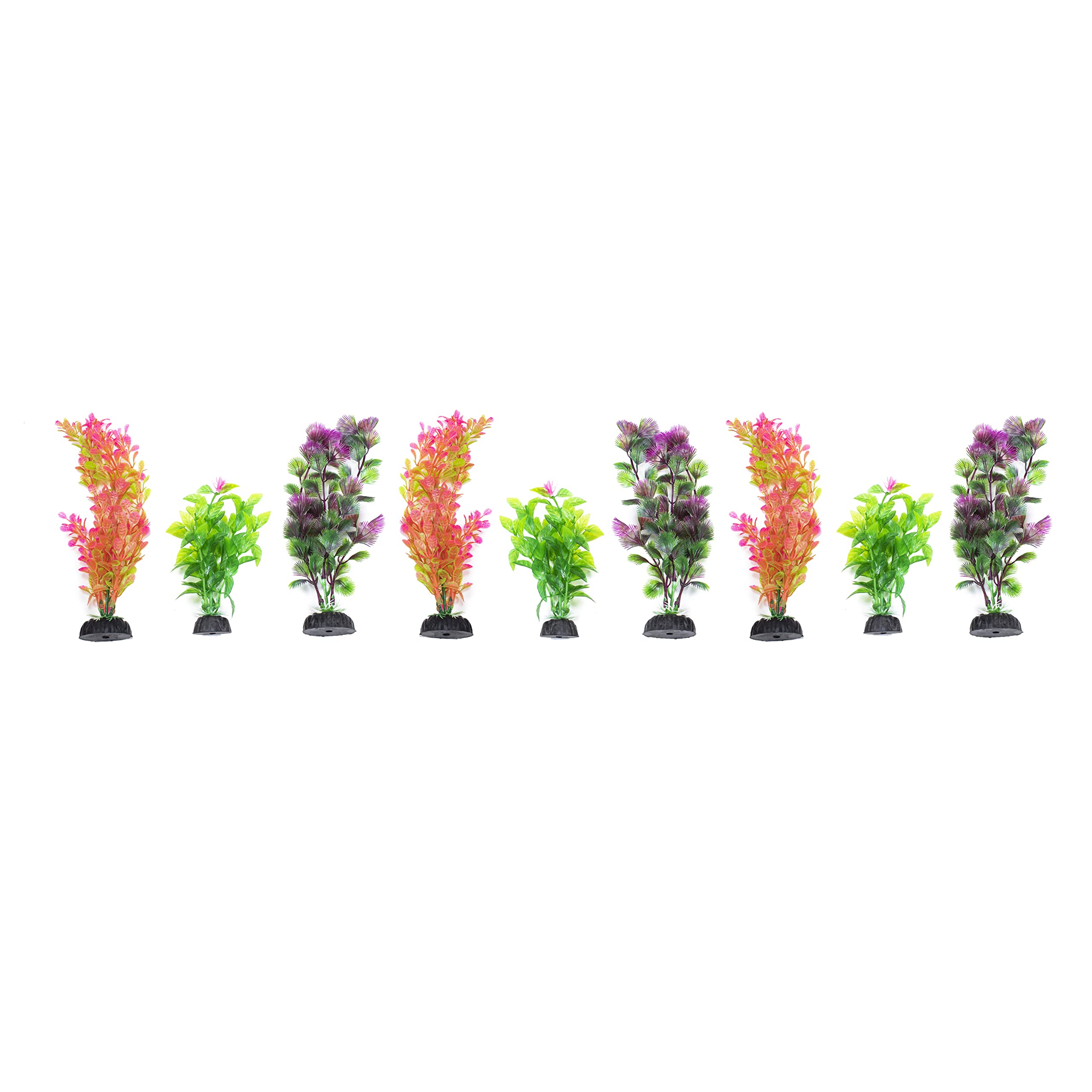 Penn-Plax Aqua-Culture Plastic Aquarium Plant Bundle – Vivid Appearance and Gentle Texture – Multicolor – 9 Pieces