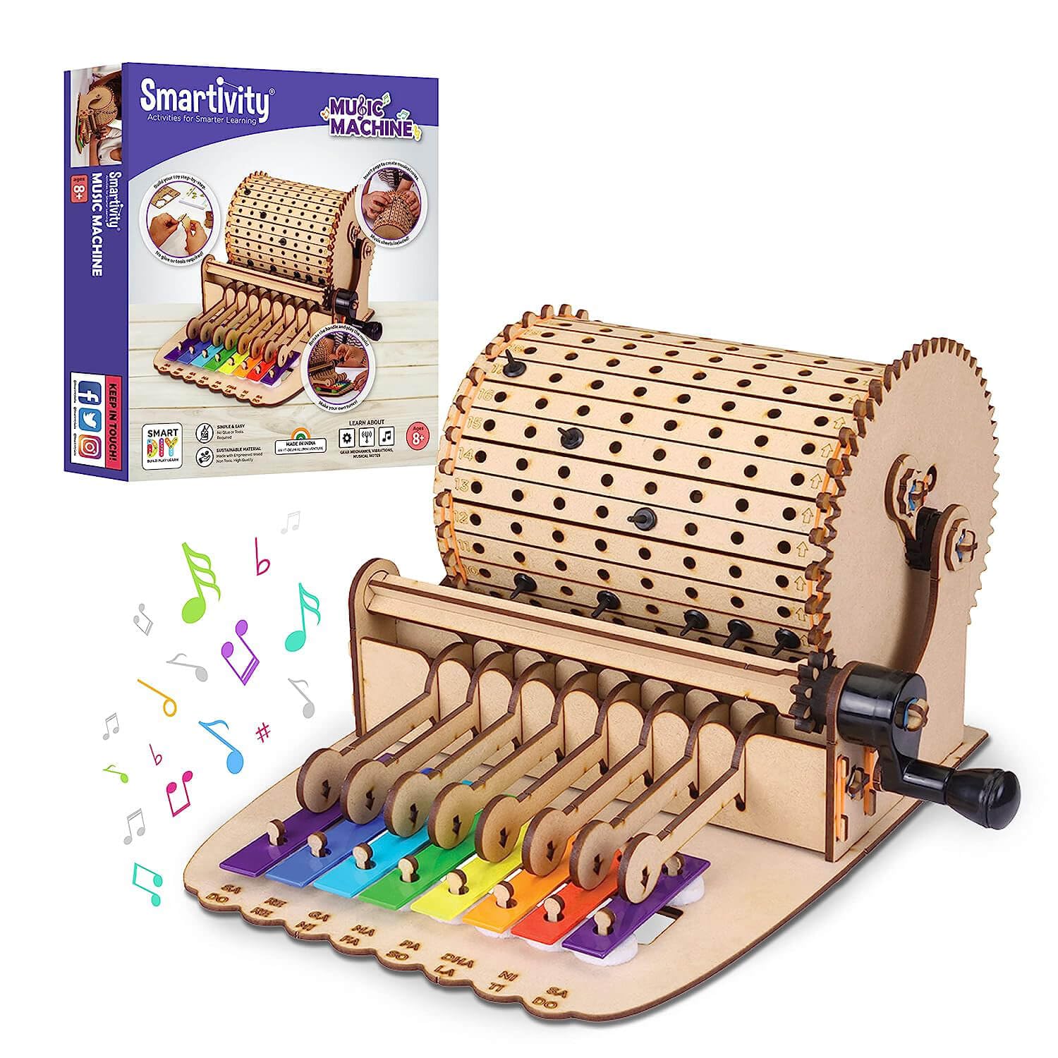 Smartivity Music Machine; Mechanical Action, Science, Engineering STEM and STEAM Building Kit for Kids Ages 8 and Up