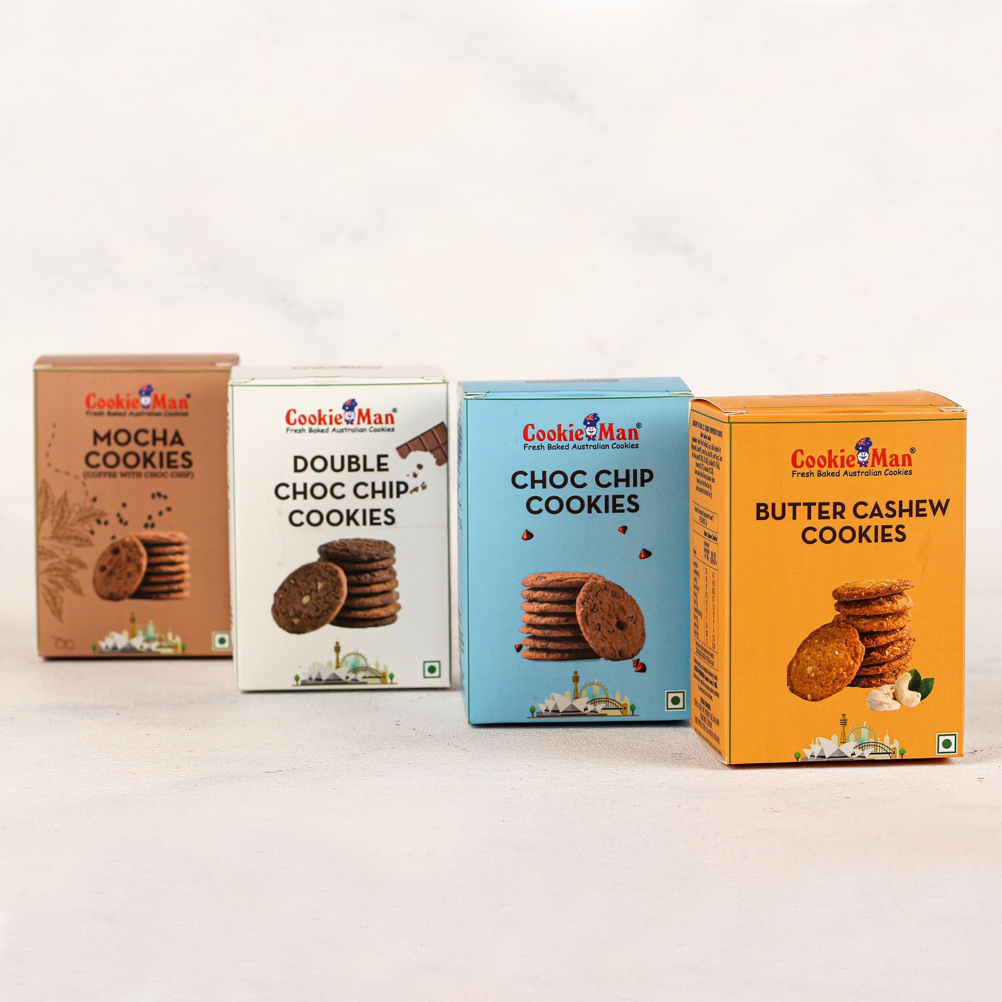 CookieMan Assorted Cookies Combo Pack – Pack of 4, 300g | Choco Chip, Butter Cashew, Mocha, Double Choco Chip | Premium Assorted Cookies, Perfect for Snacking